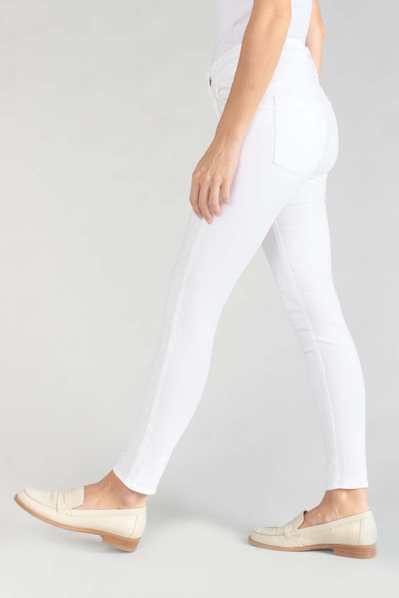 High-waisted push-up slim jeans, 7/8 length LE TEMPS DES CERISES White