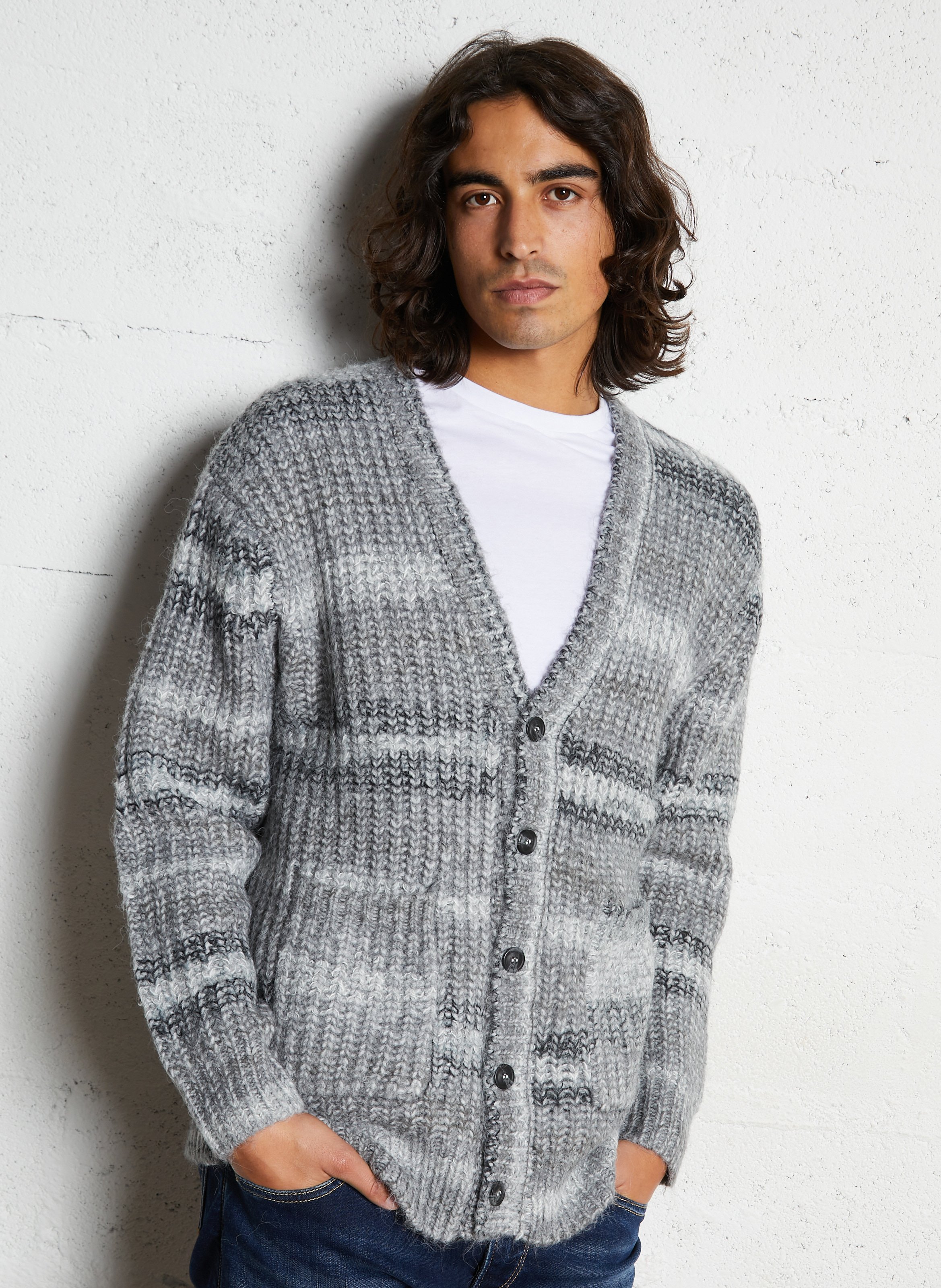 Gilet oversize col V SOLID Noir