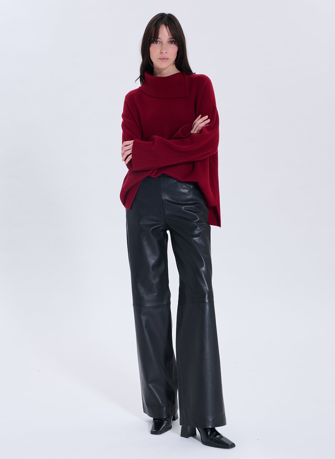 Pull oversize col roulé en laine ZAPA