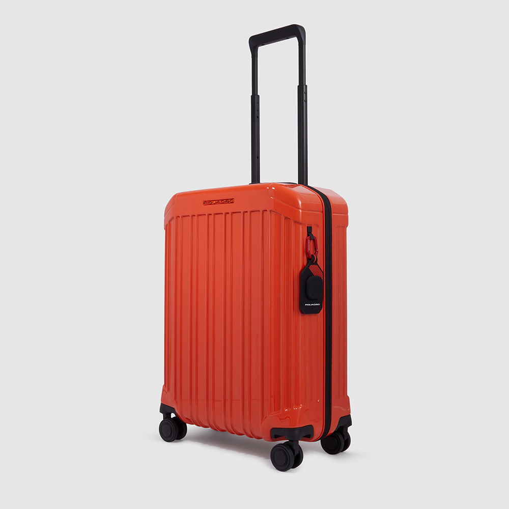 Cabin trolley suitcase with 4 wheels, TSA lock, and USB and USB type-C ports PIQUADRO Orange