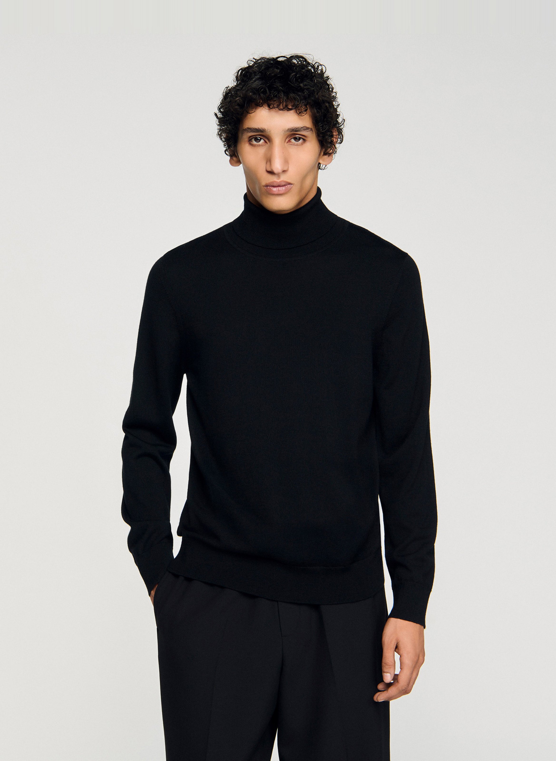 Regular-fit, wollen coltrui SANDRO Zwart