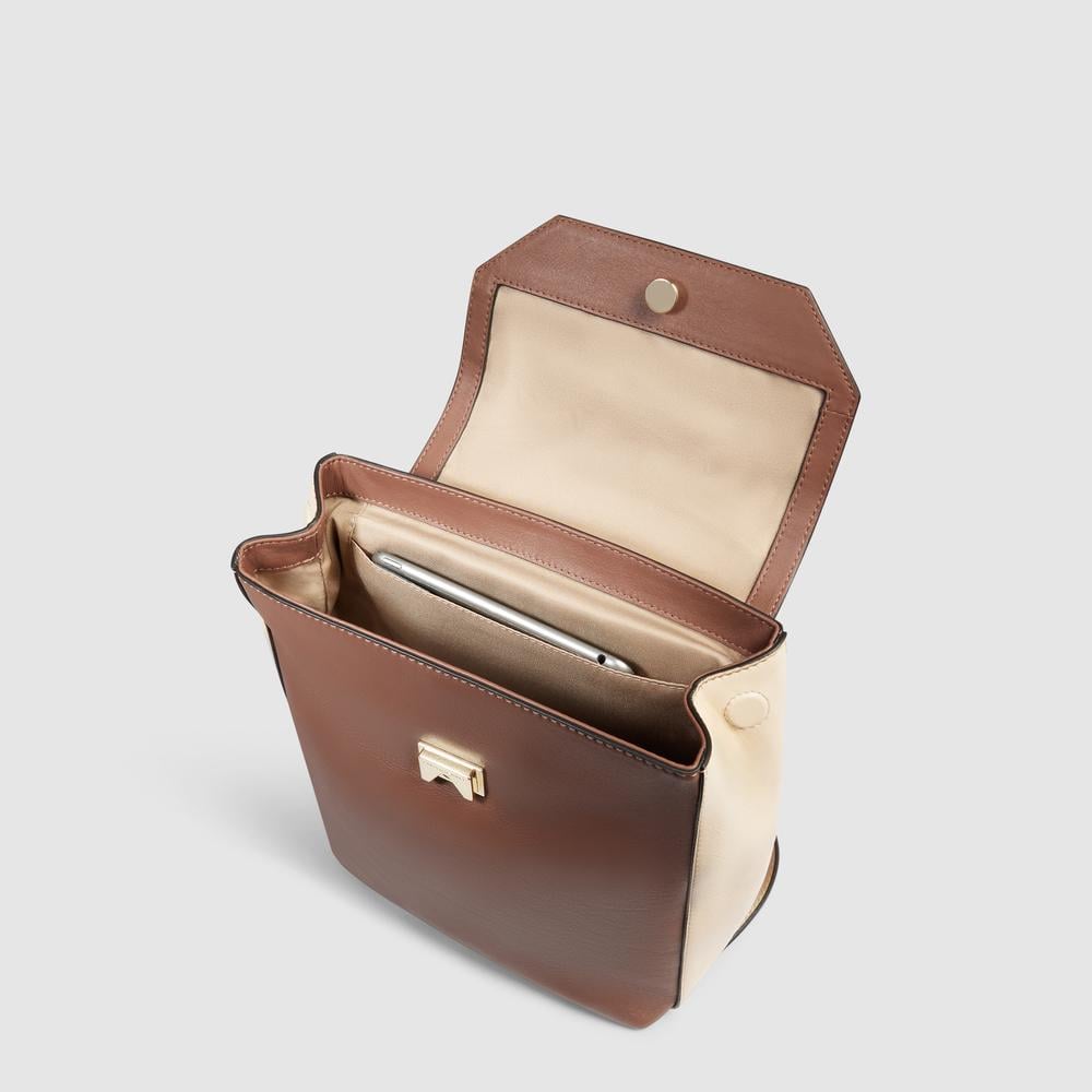 Women's backpack for iPad® mini with RFID protection PIQUADRO Brown