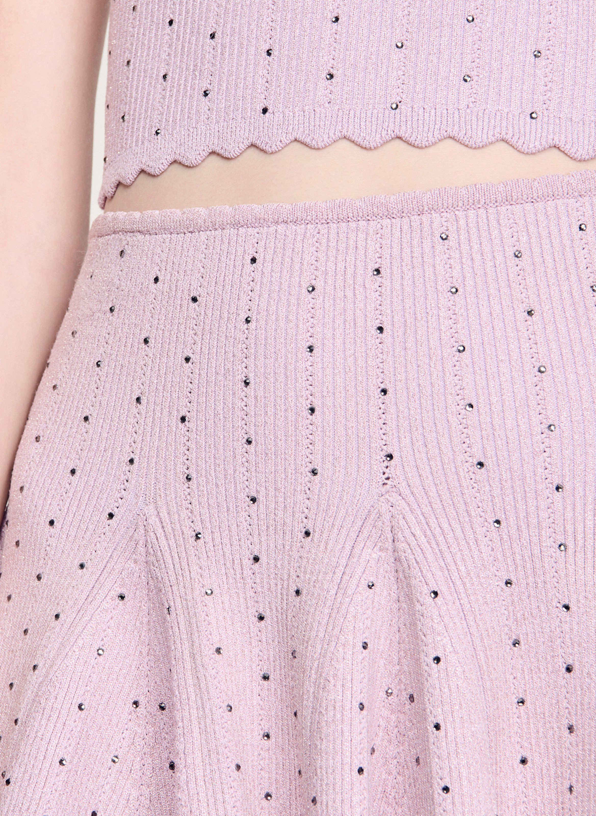 Short knit skirt with rhinestones SANDRO Purple