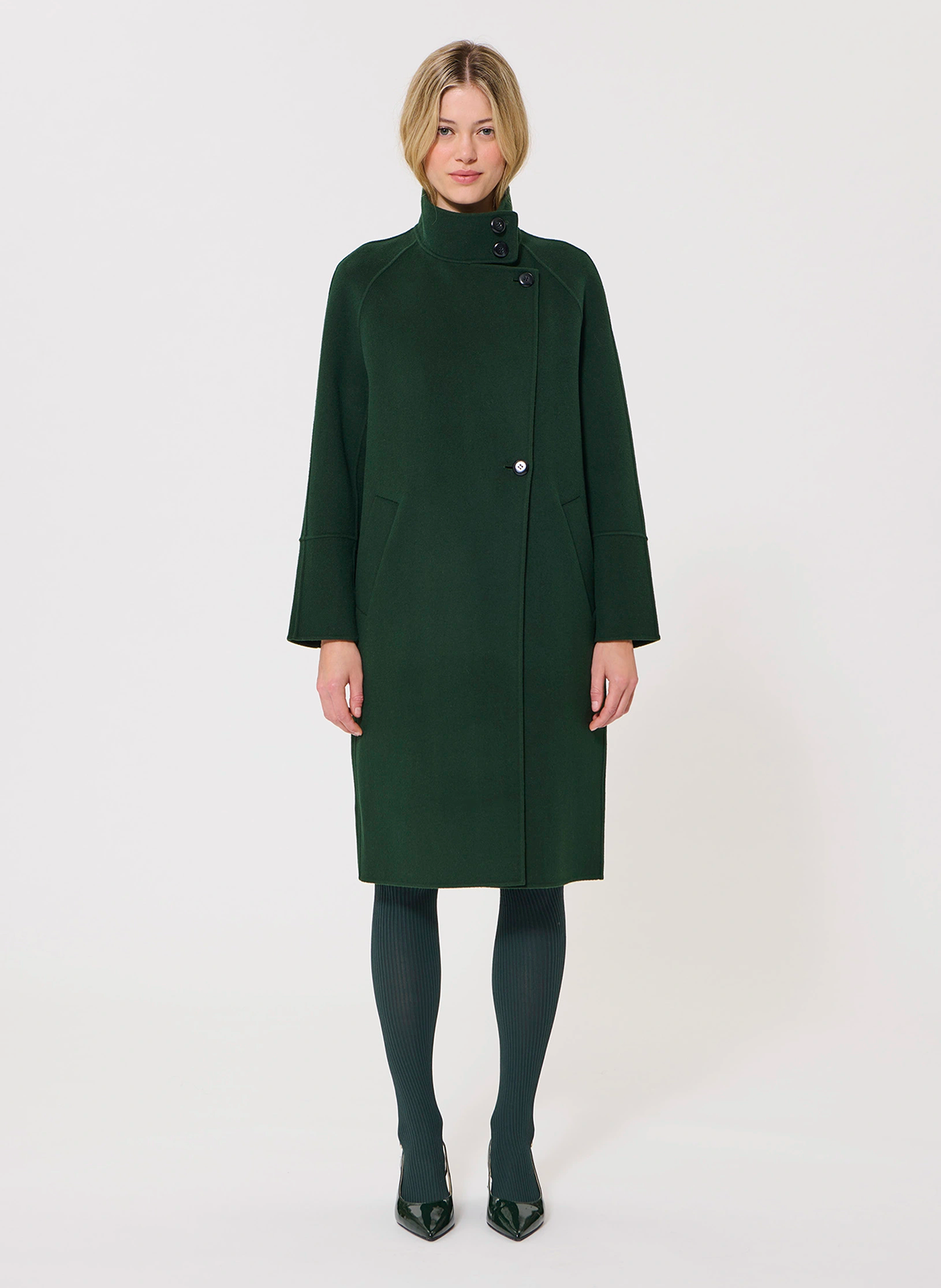 Halblanger Mantel aus Wollmix mit Stehkragen TARA JARMON Grun