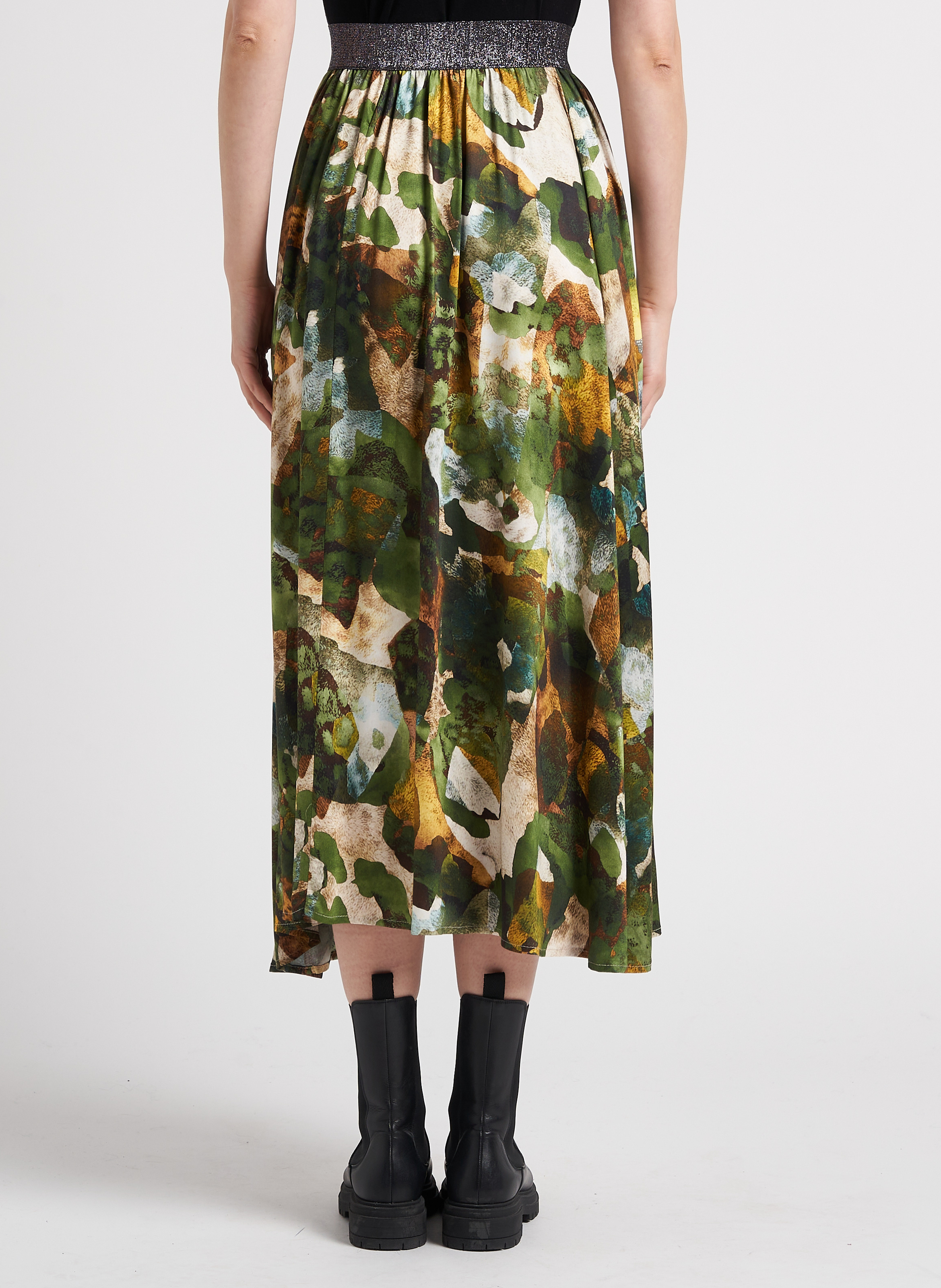 Jupe midi évasée à motif abstrait PLEASE Multicolore