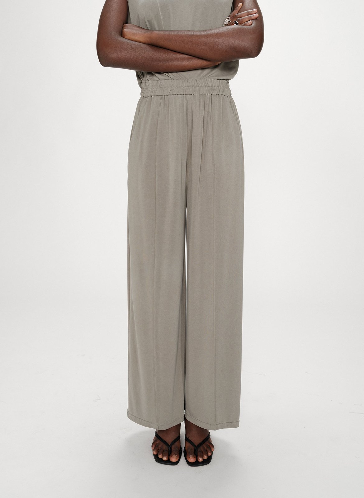 Wide fluid plain trousers GRACE ET MILA Green