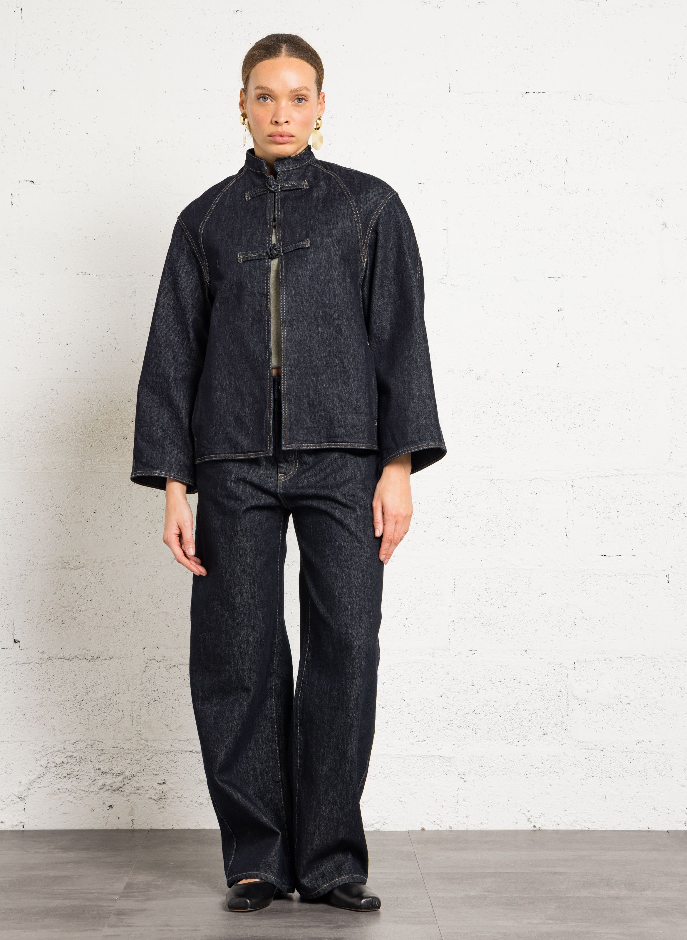 Wide leg organic cotton blend jeans SOEUR Blue