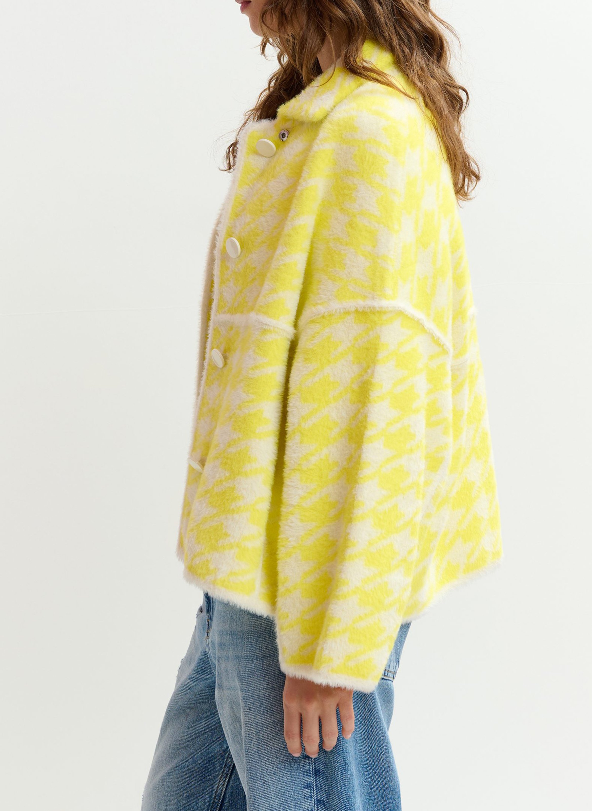 Straight jacket with classic collar print ESSENTIEL ANTWERP Yellow