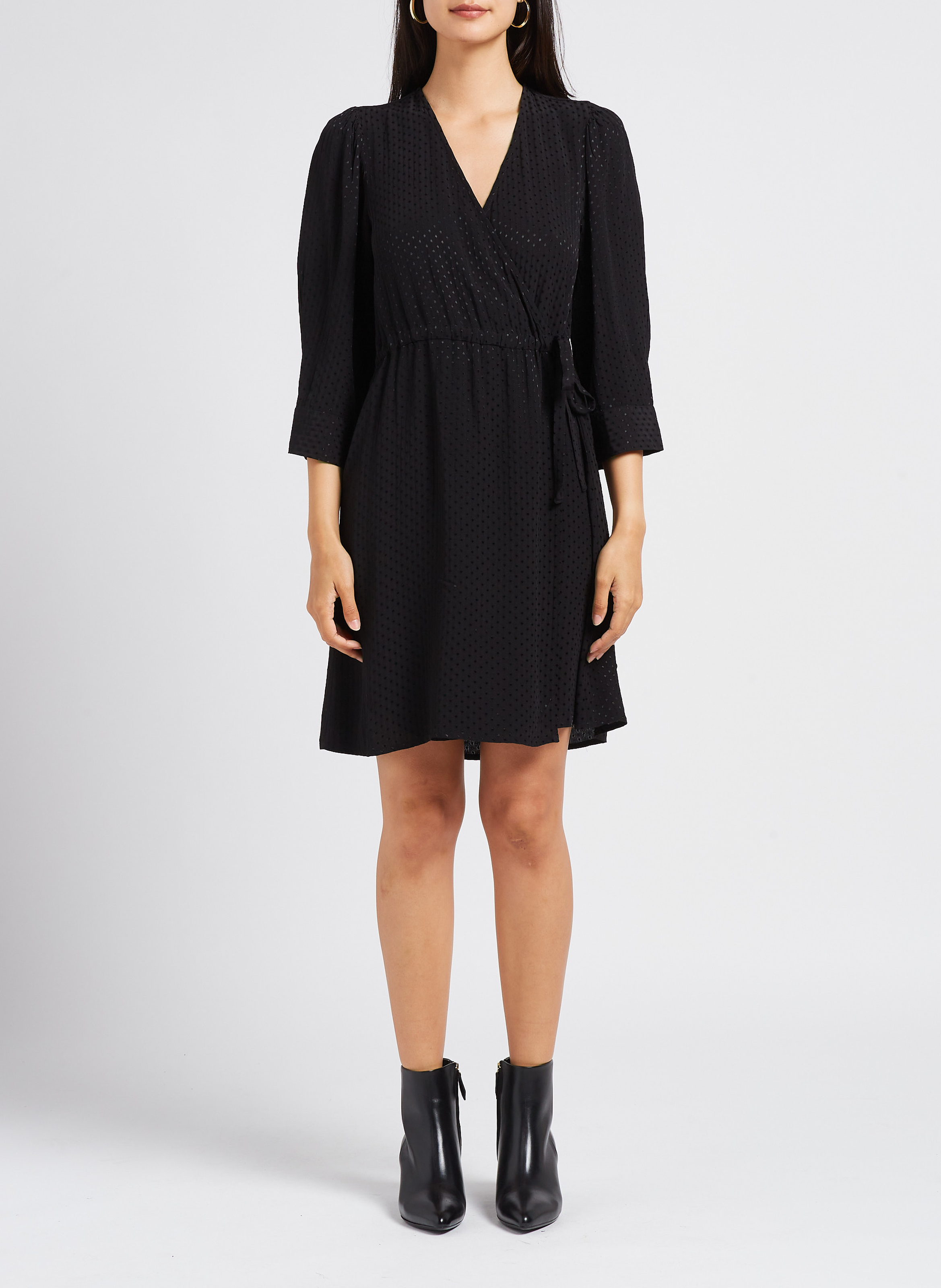 Straight textured wrapover dress VILA Black