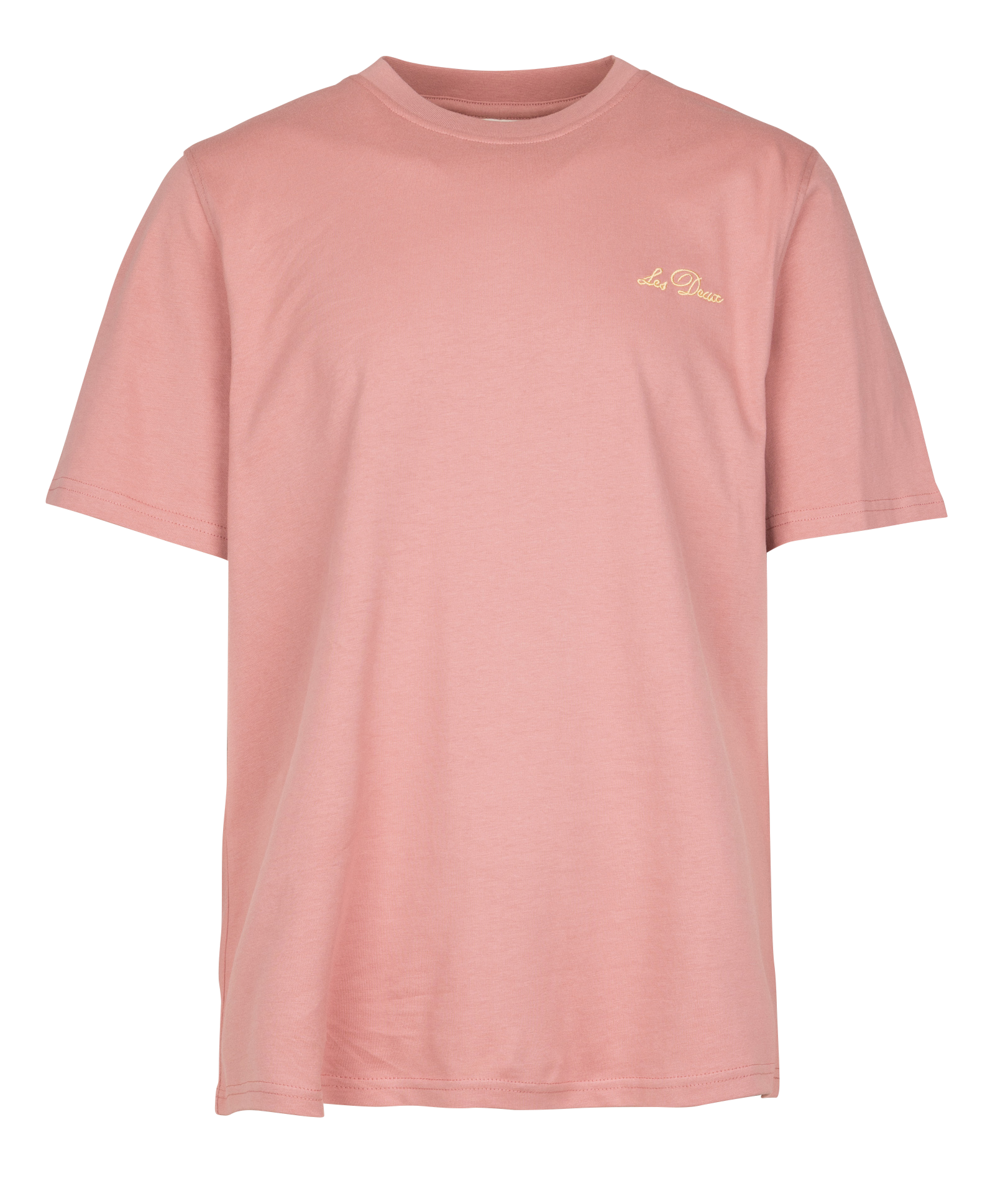 Straight round neck embroidered organic cotton t-shirt LES DEUX Pink