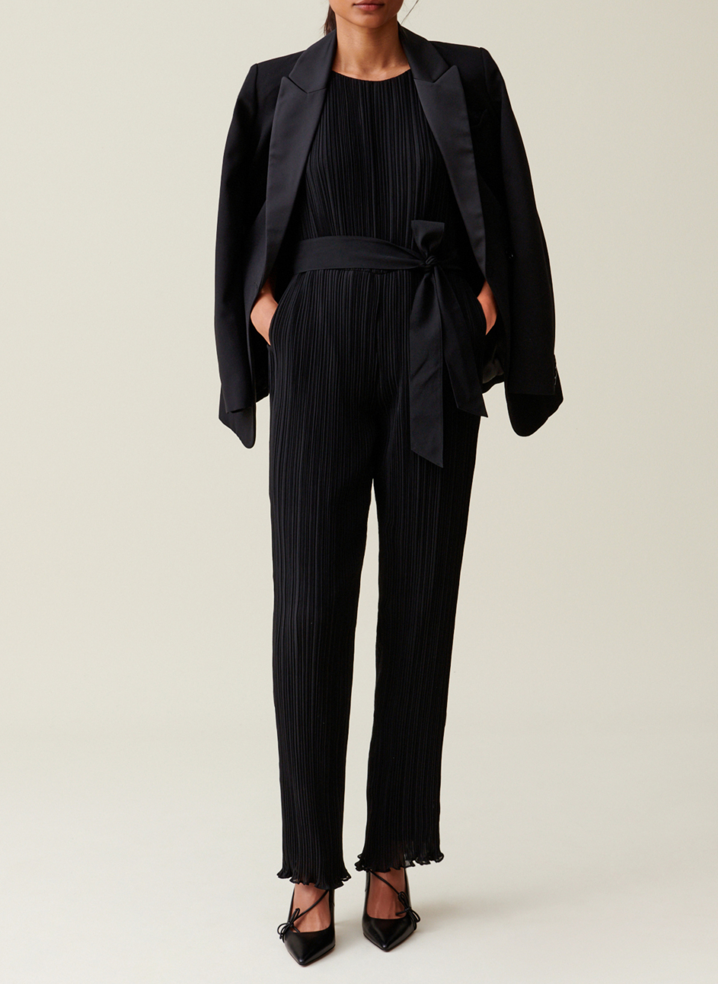 Geplooide jumpsuit met boothals CLAUDIE PIERLOT Zwart