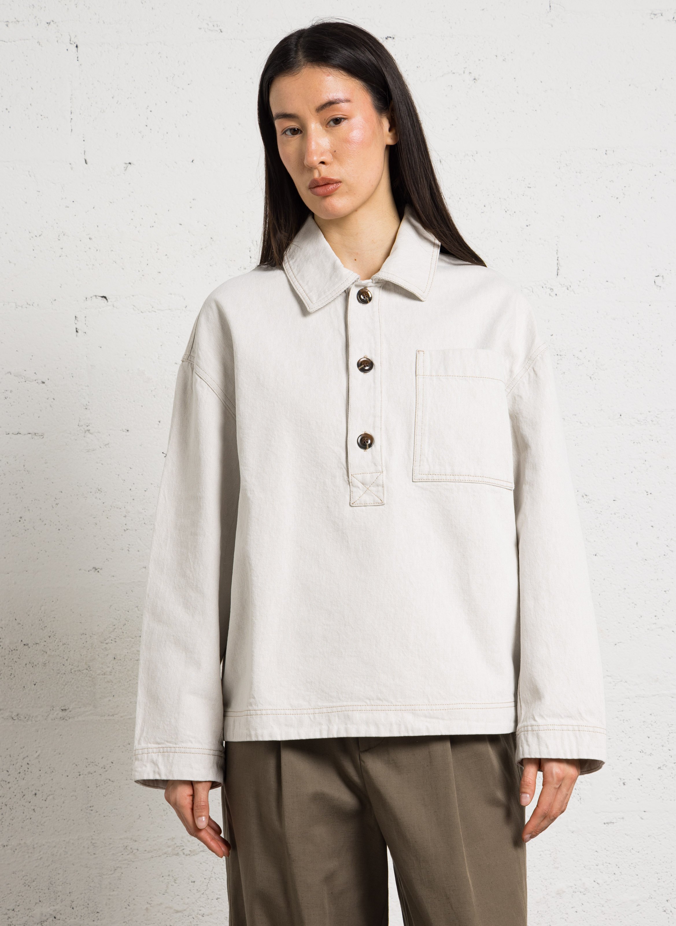 Surchemise ample en denim SOEUR Beige