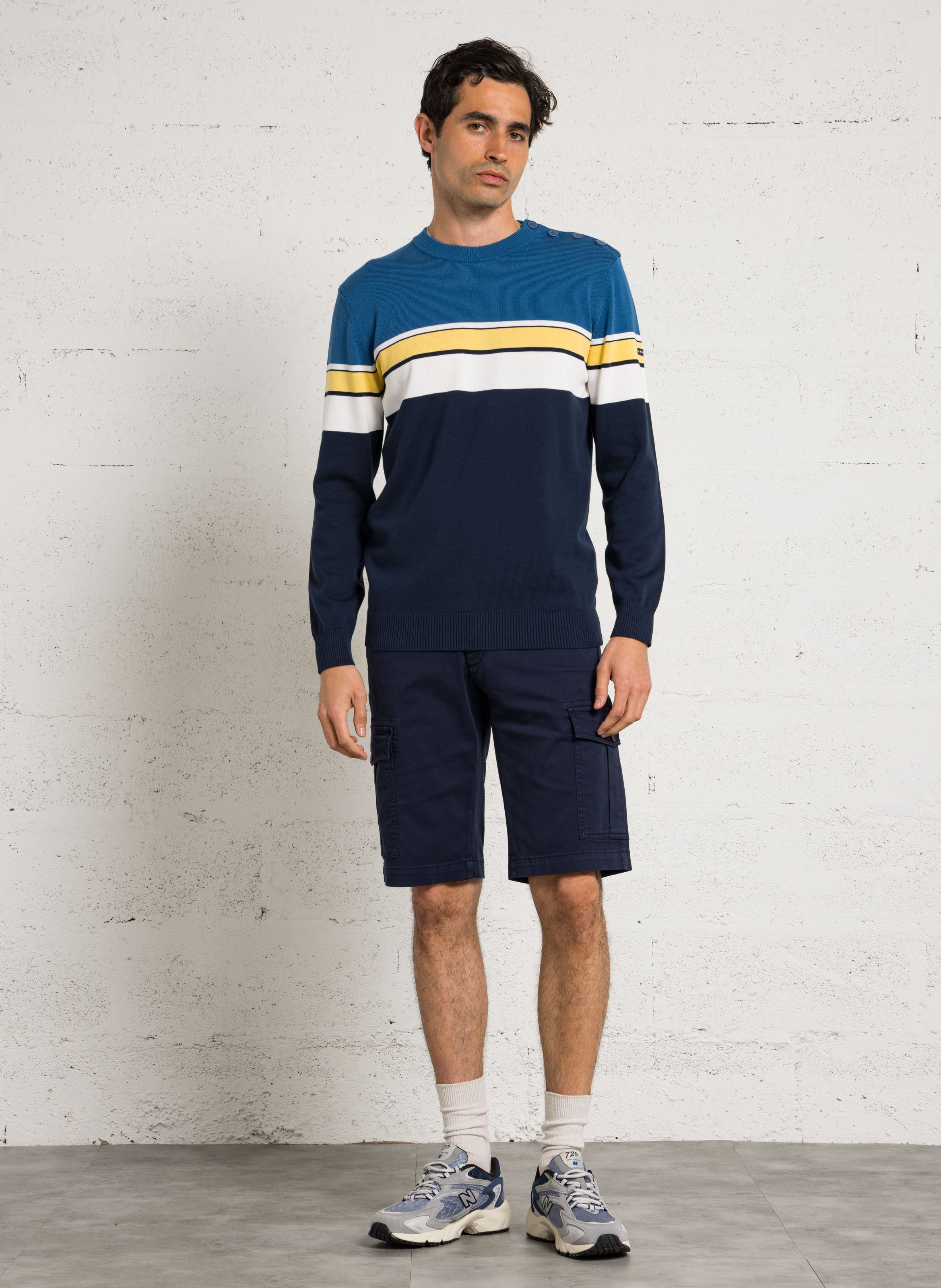 Bermuda cargo droit uni à poches ARMOR LUX Bleu