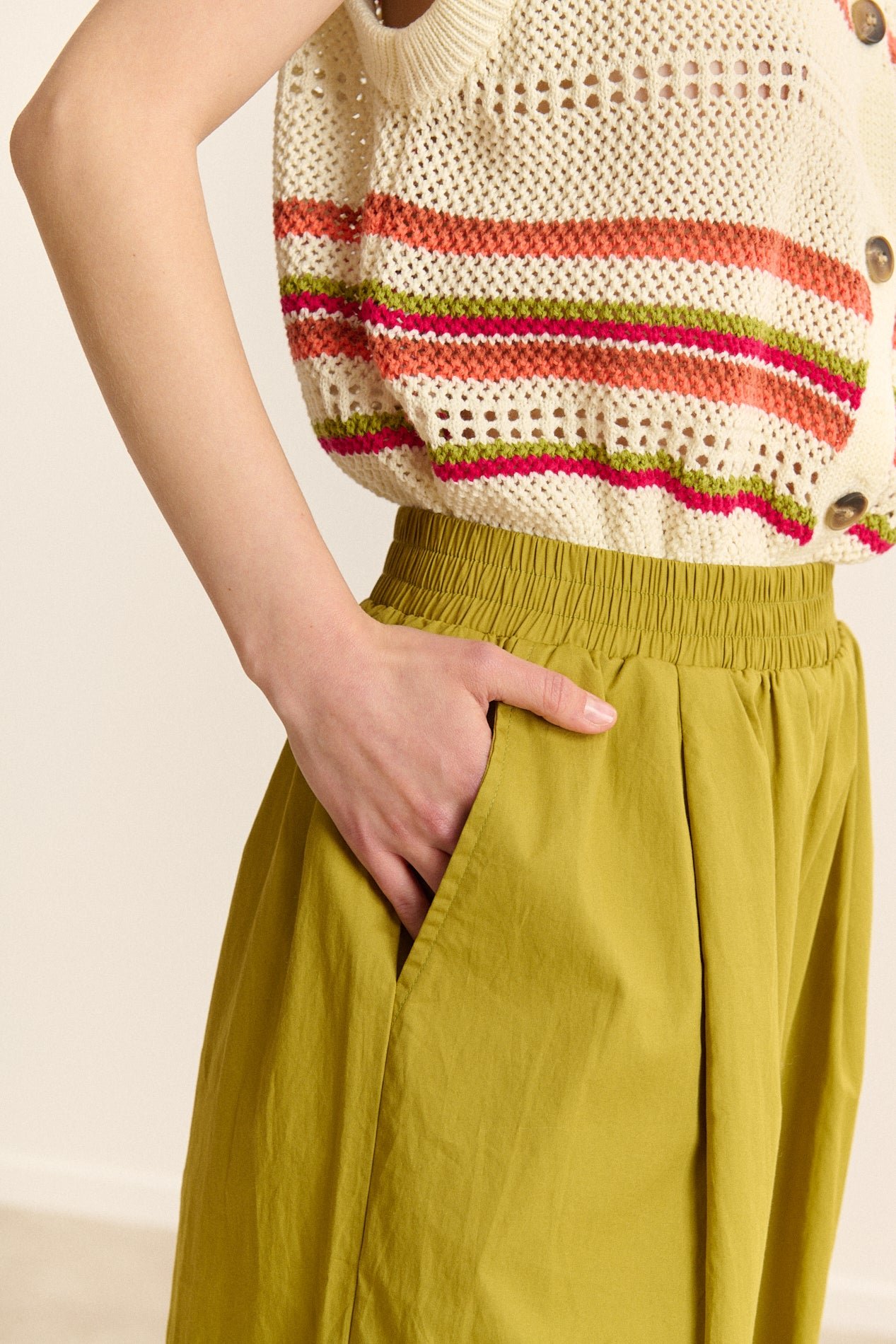 Elasticated wide-leg trousers GARANCE PARIS Green