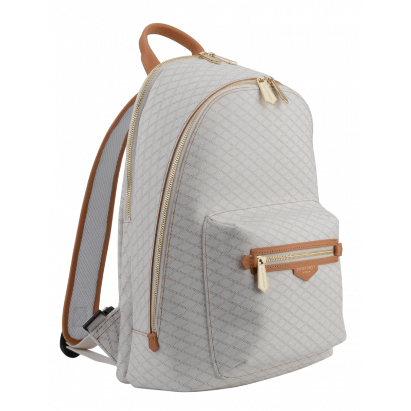 Calfskin leather backpack POURCHET White
