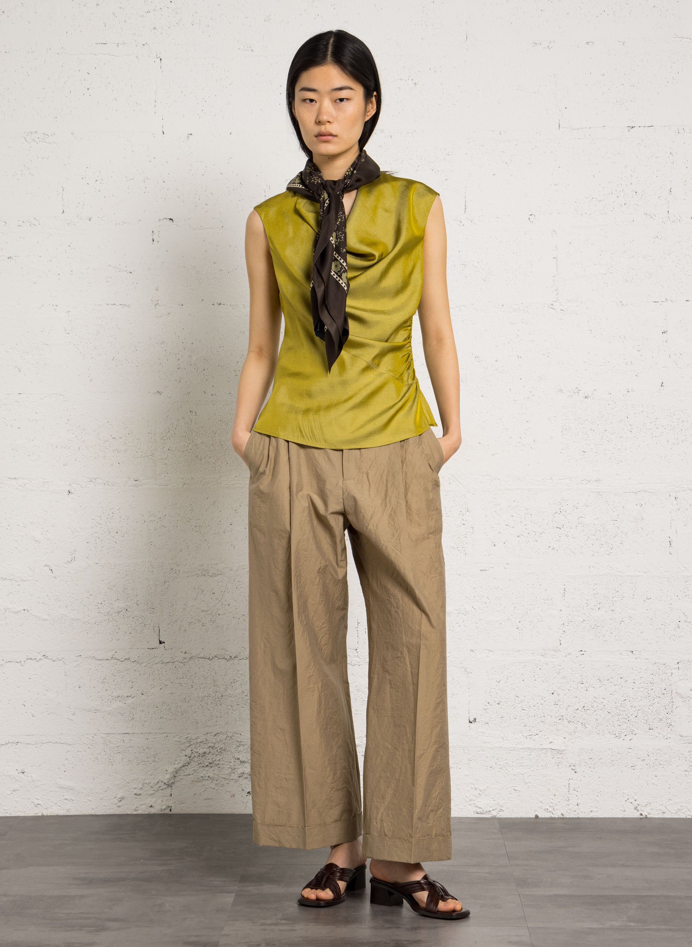 Fitted silk top SOEUR Green