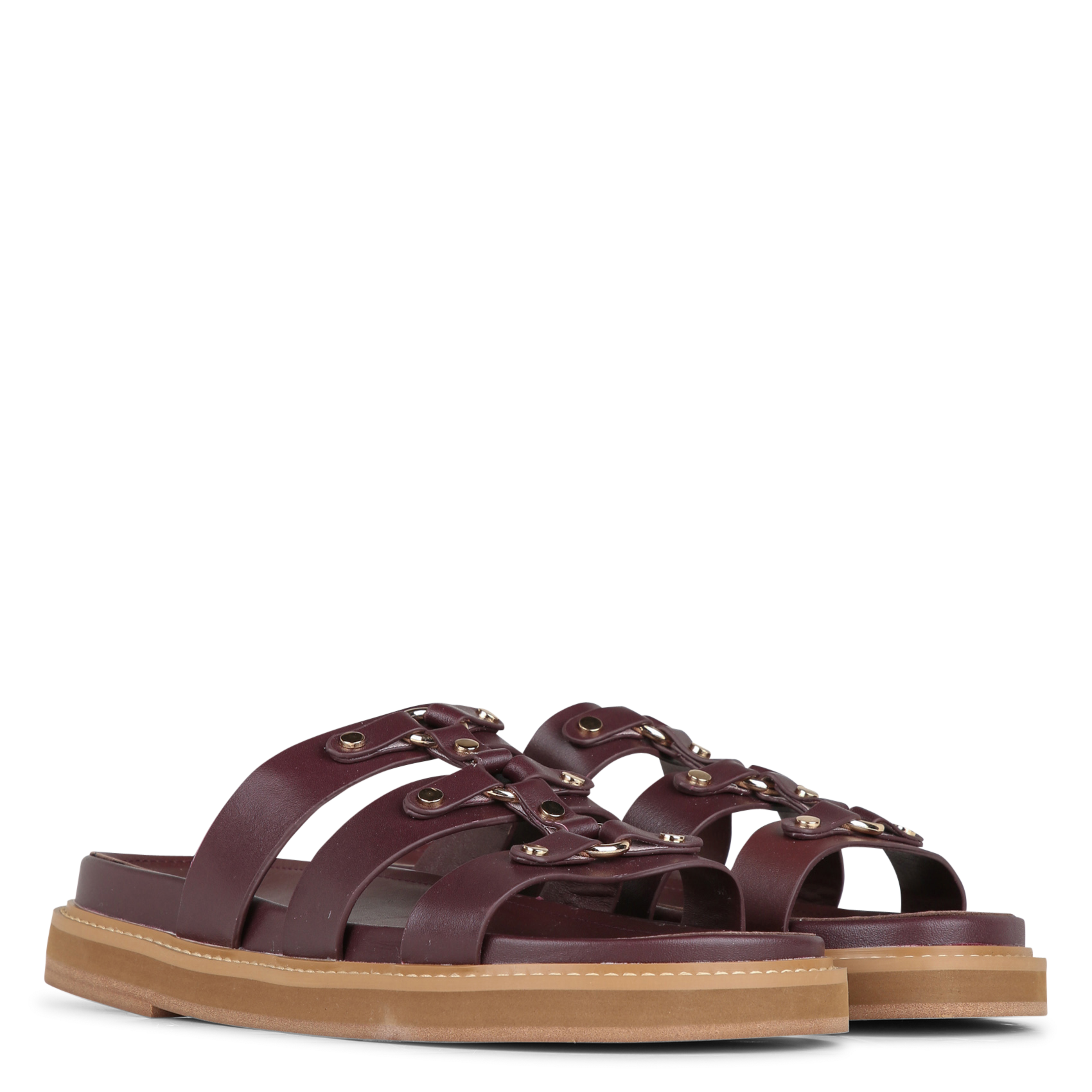 Sandales plates en cuir TORAL Rouge