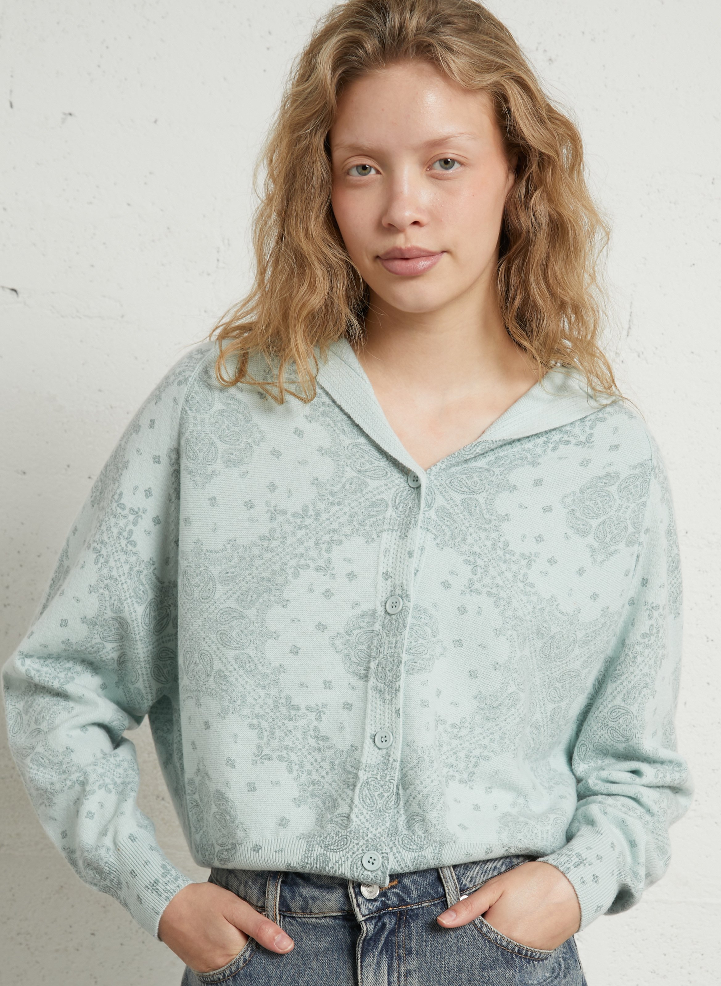 Svenland V-neck wool cardigan BERENICE Green