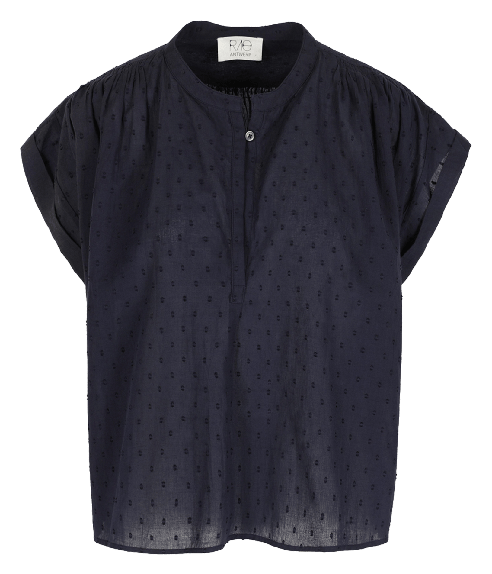 Bestickte Bluse mit Rundhalsausschnitt aus Baumwolle RAE ANTWERP Blau