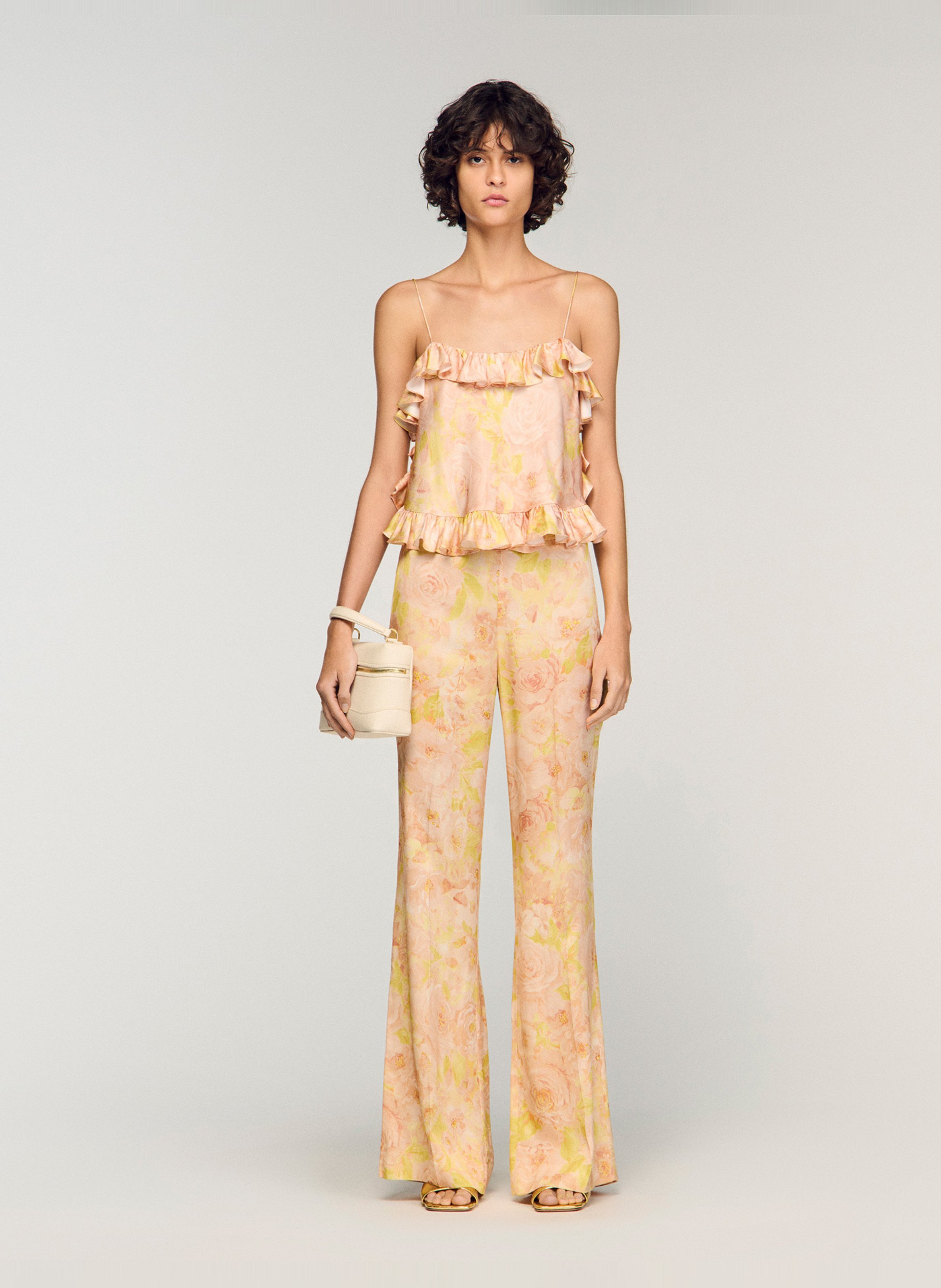 Pantalon évasé imprimé SANDRO Rose