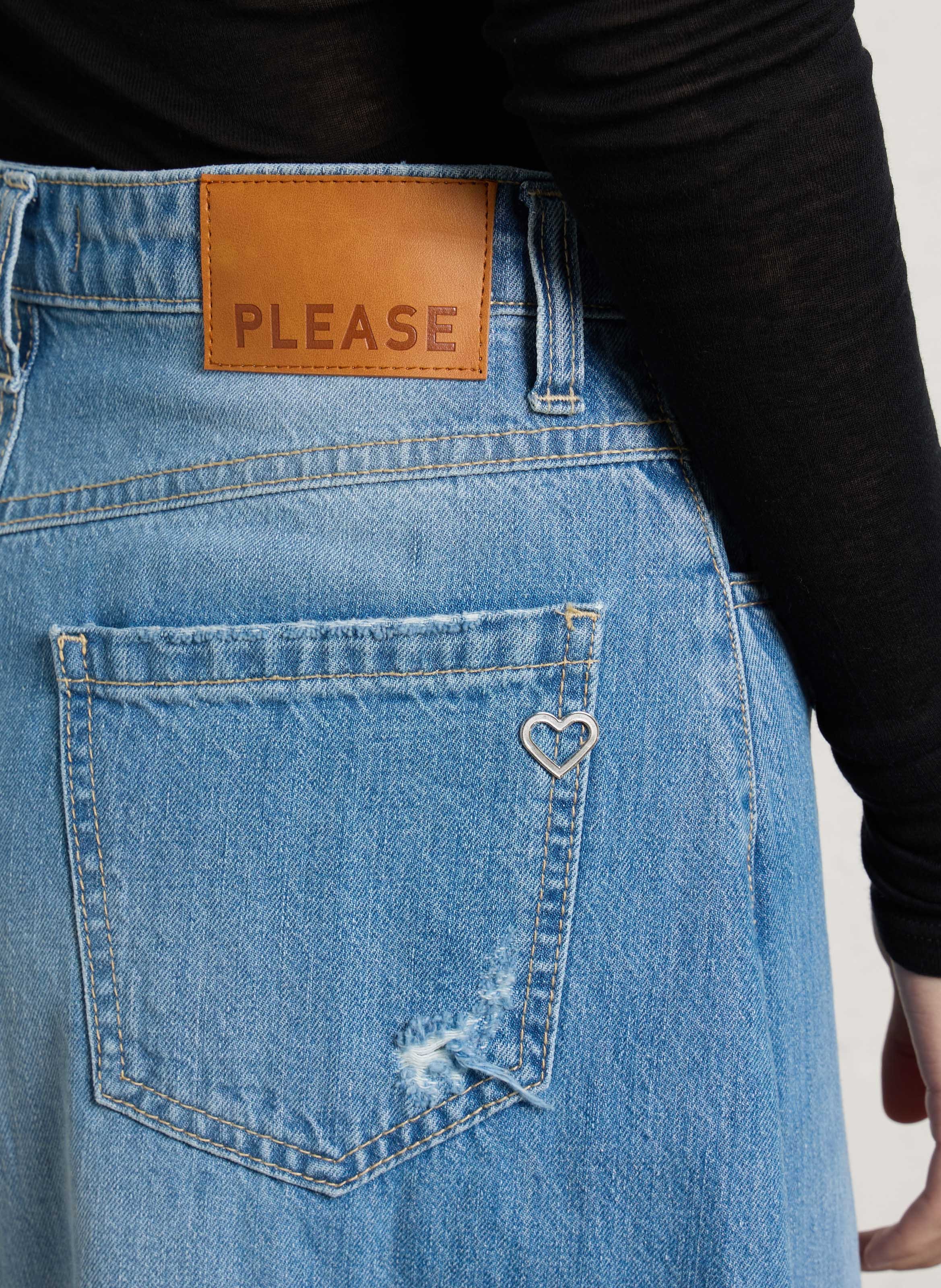 Weite Baumwoll-Culotte-Hose PLEASE Blau