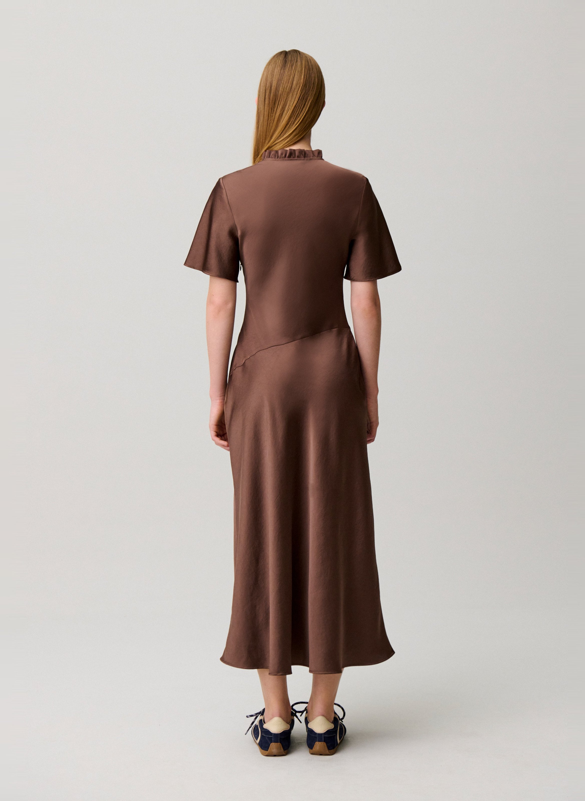 Solid slit maxi dress Brown