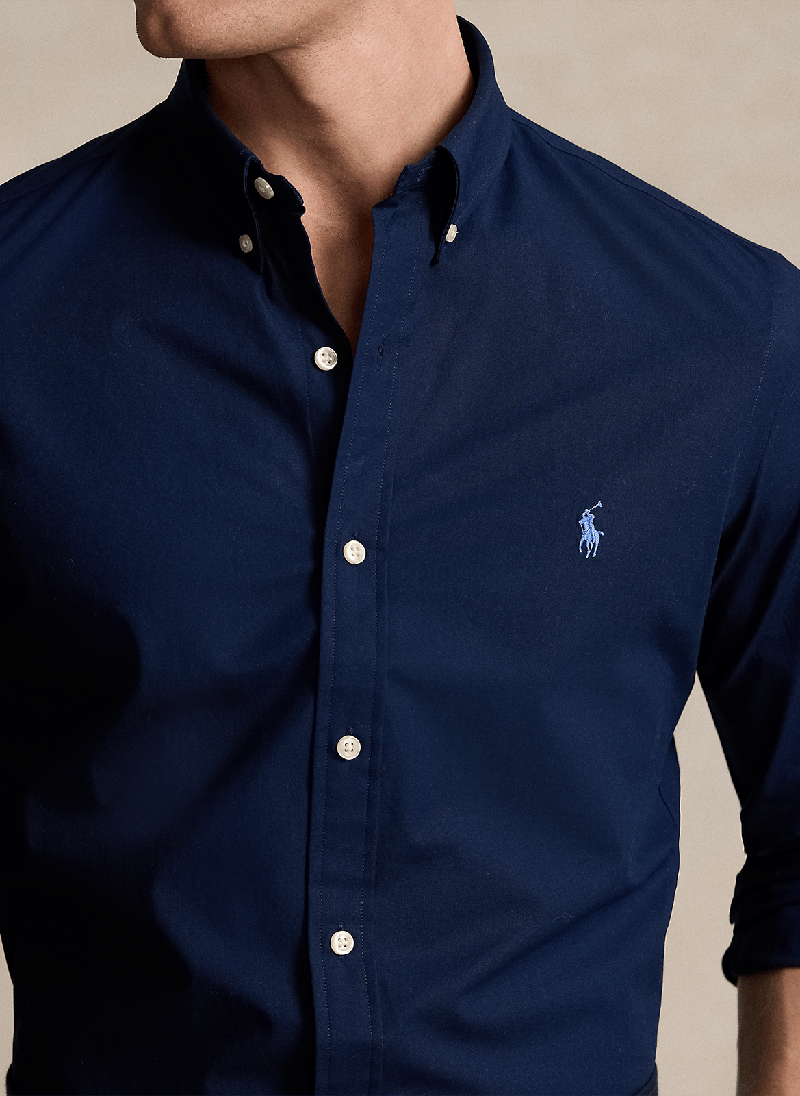 Cotton-blend shirt with button-down collar POLO RALPH LAUREN Blue