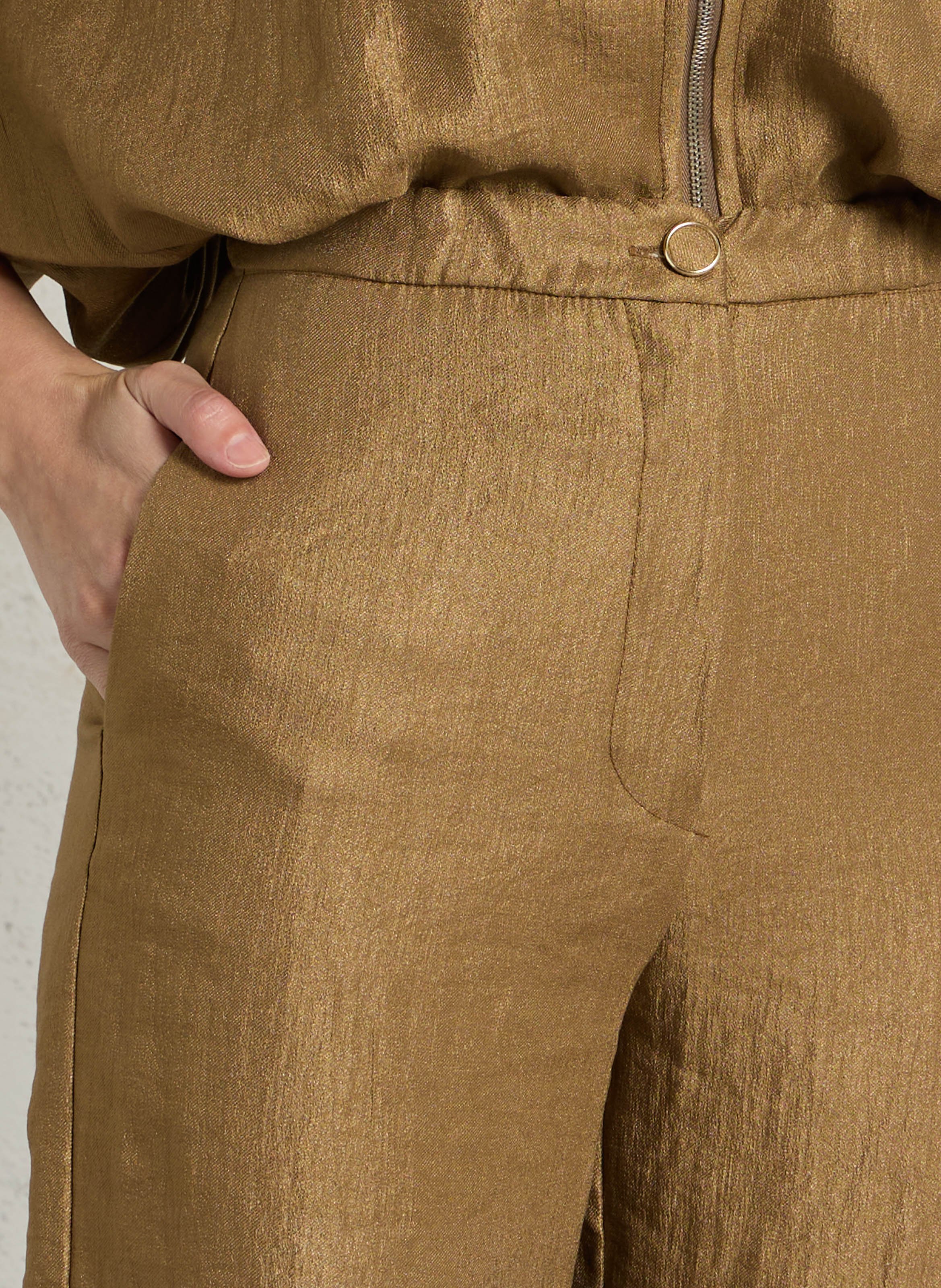 Wijde broek met pailletten IMPERIAL Bruin