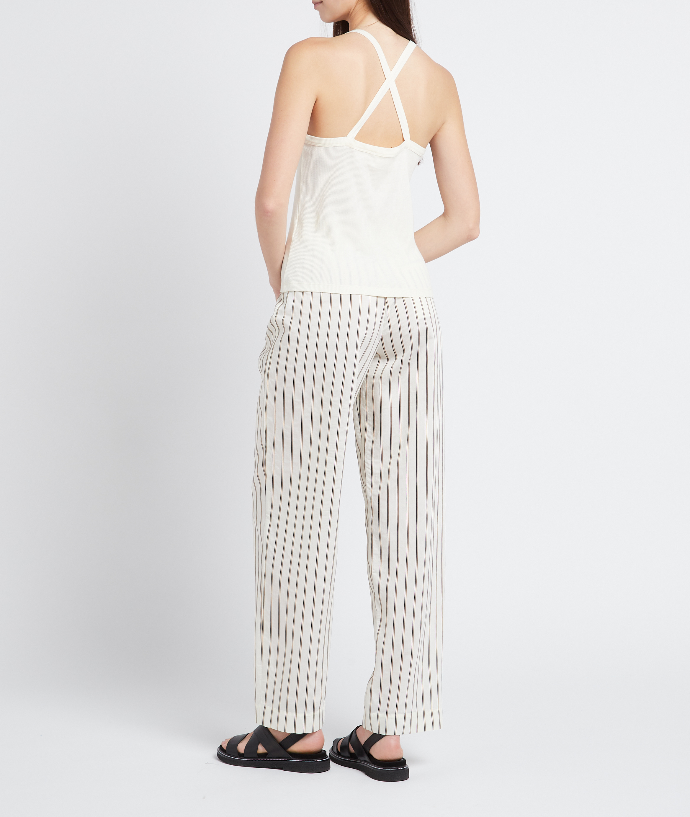 Striped straight-leg pants SAMSOE SAMSOE White