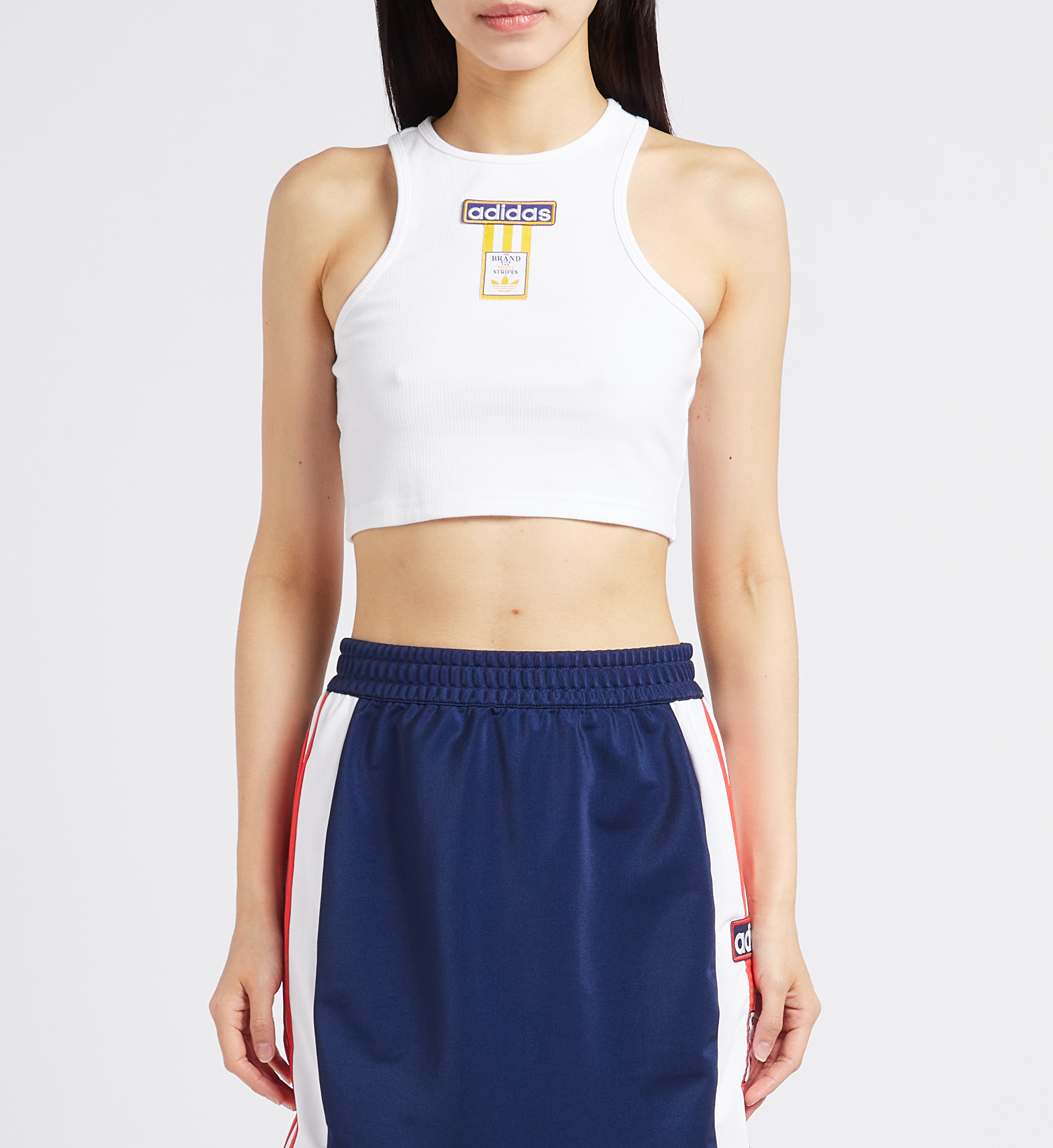 Cropped cotton tank top ADIDAS White
