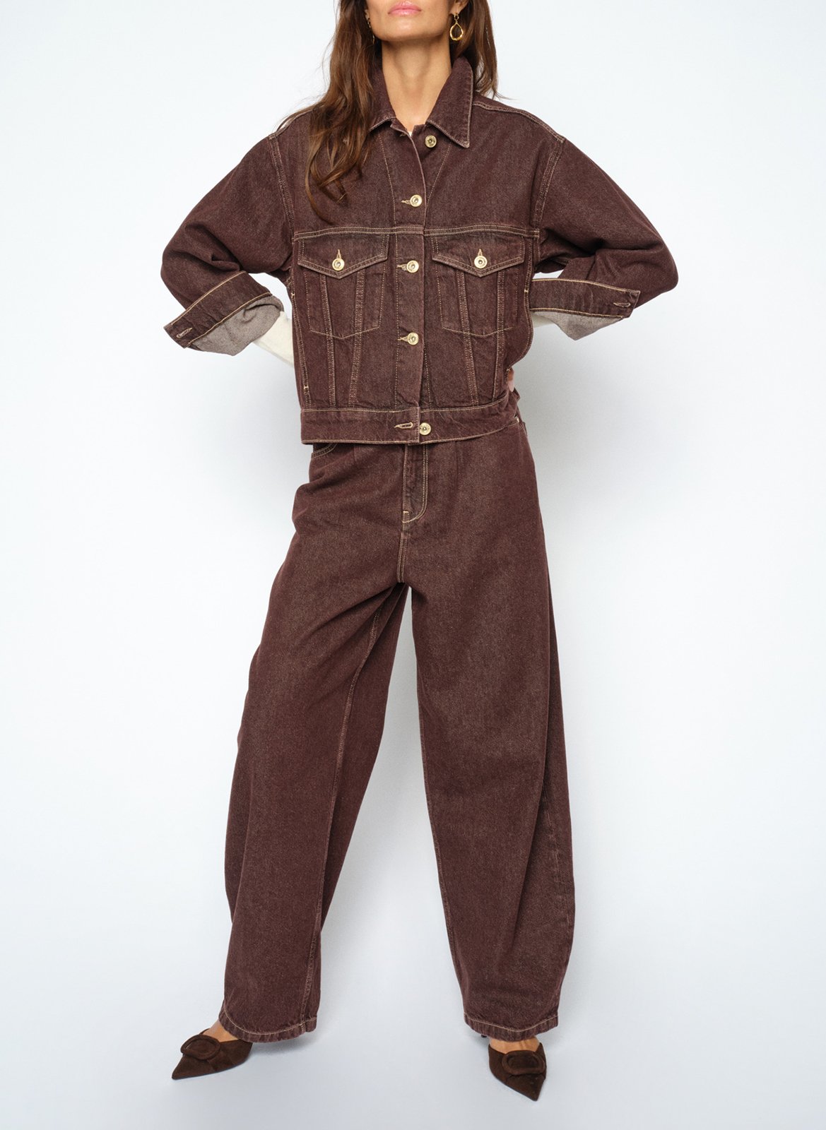 High-waisted plain denim jeans MOS MOSH Red