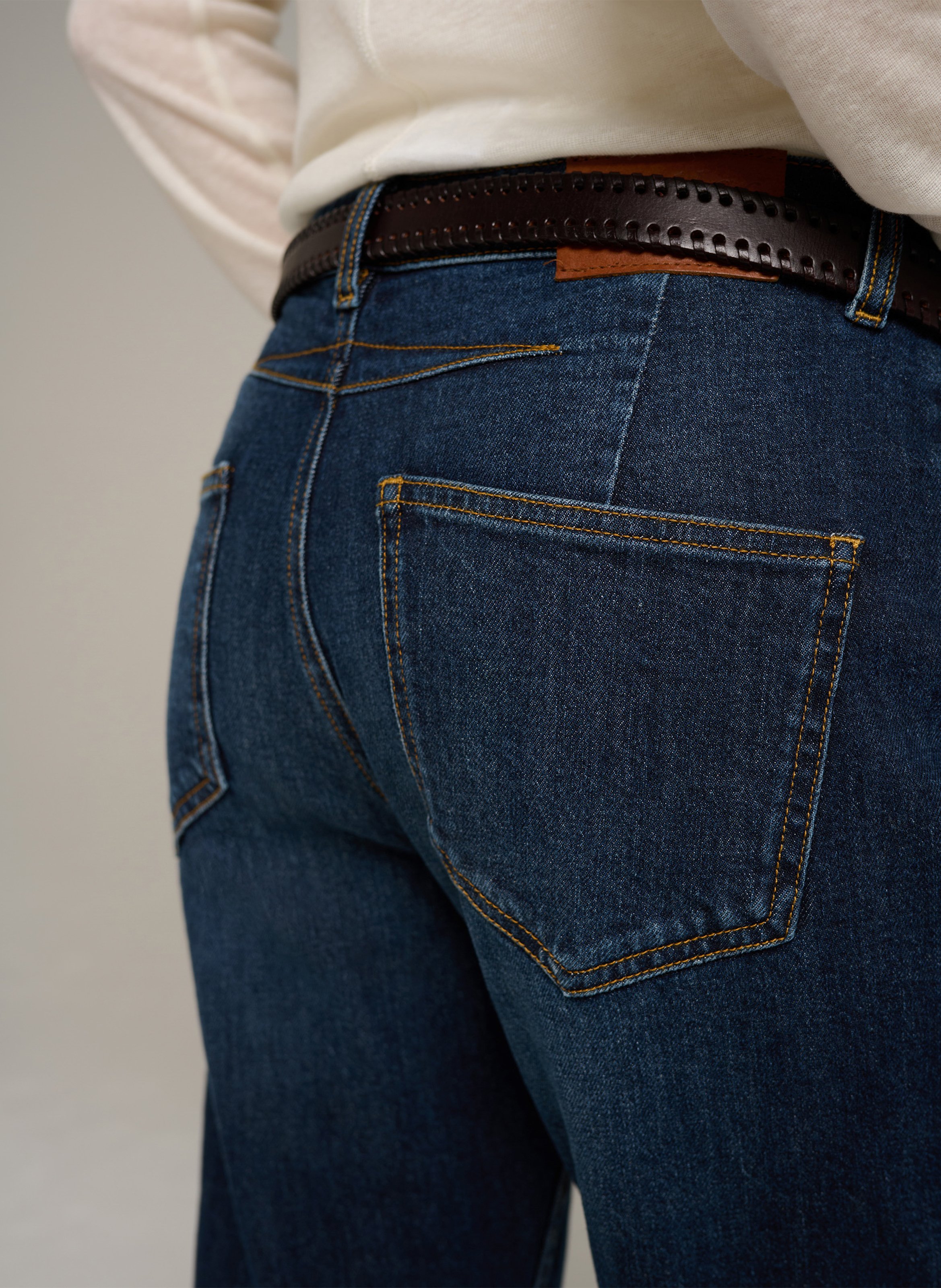 Pantalón recto de mezclilla de algodón COTELAC Azul