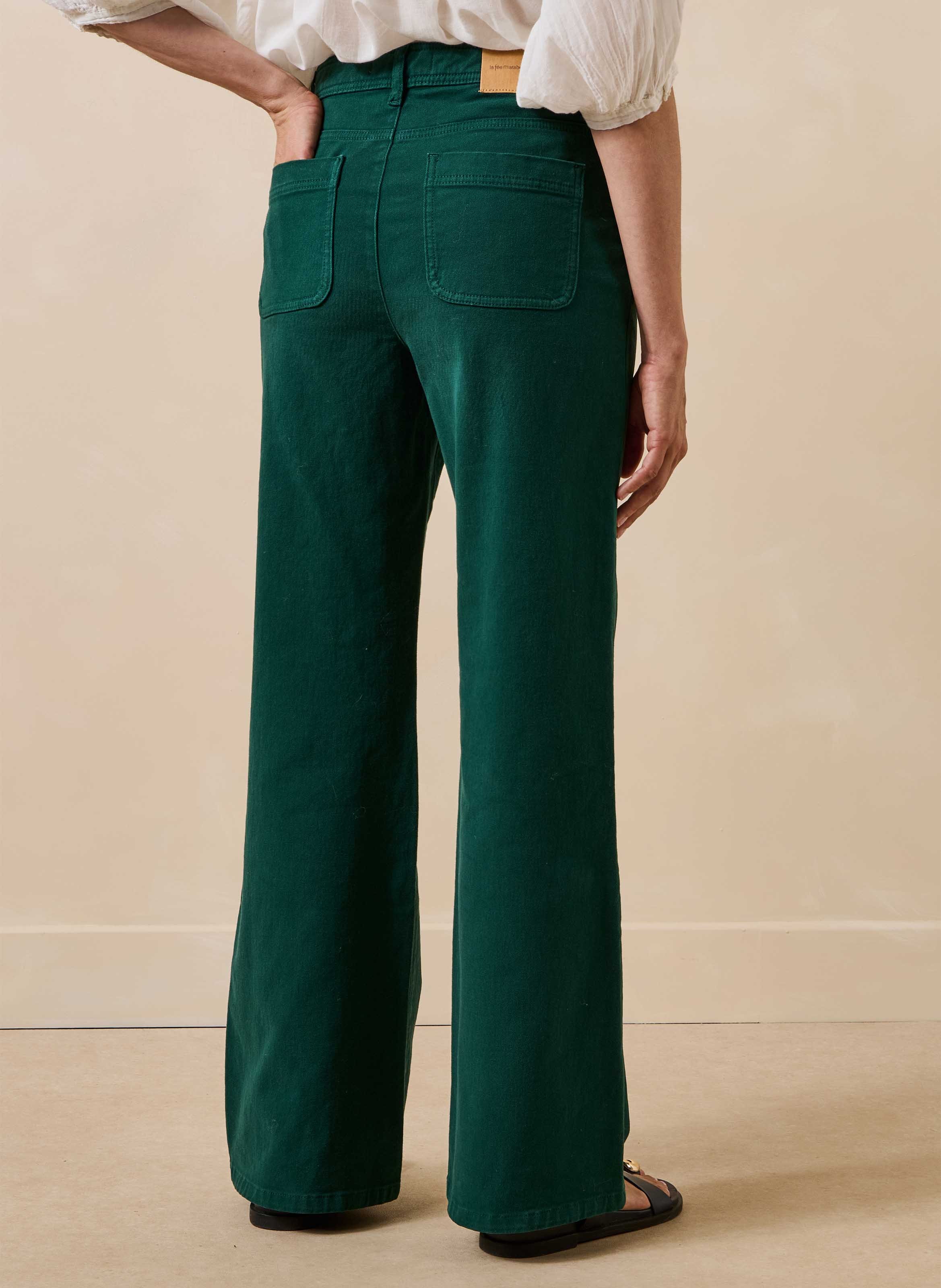 Katoenen bootcut jeans LA FEE MARABOUTEE Groen