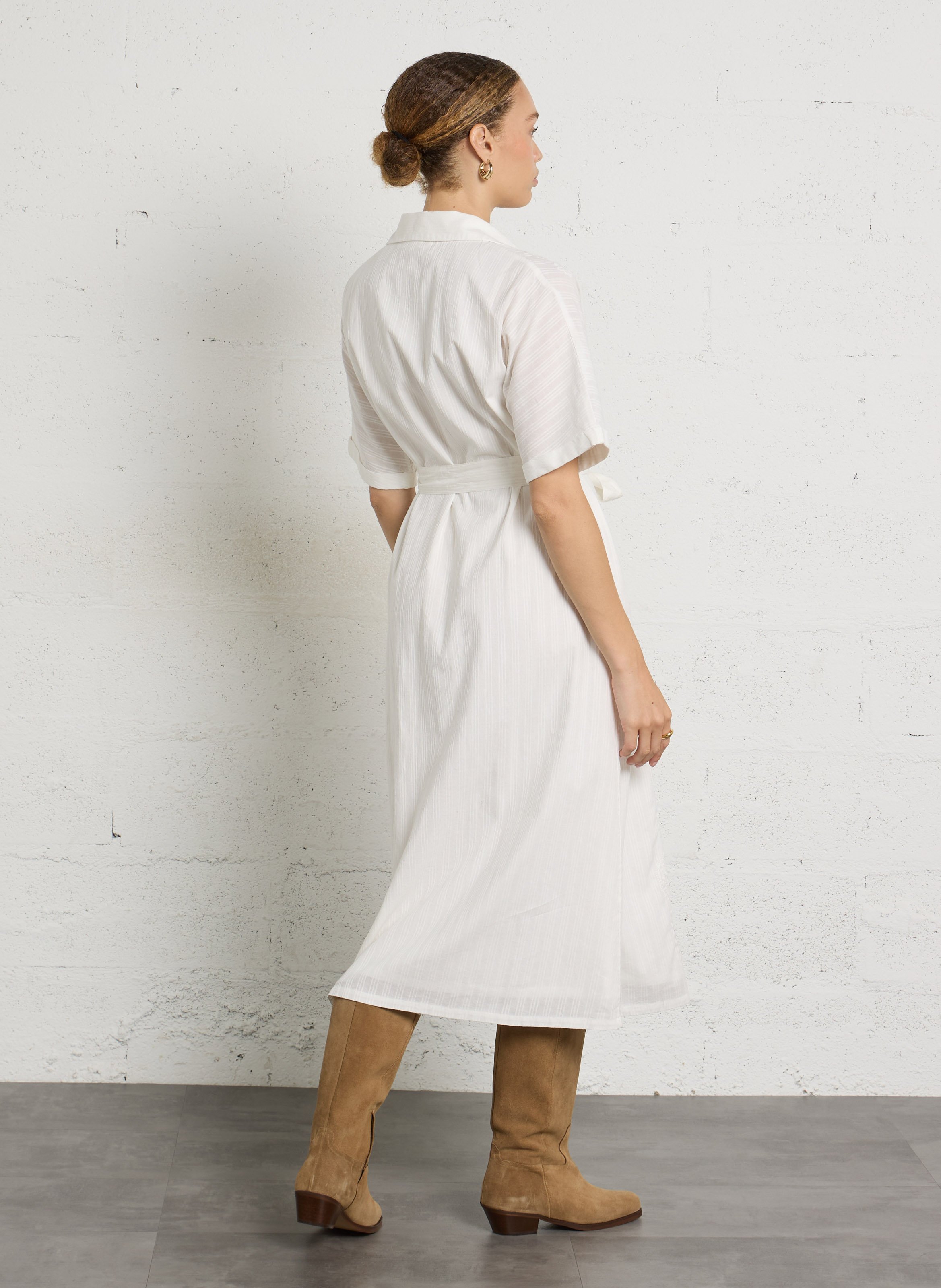 V-neck cotton midi dress MAISON 123 White