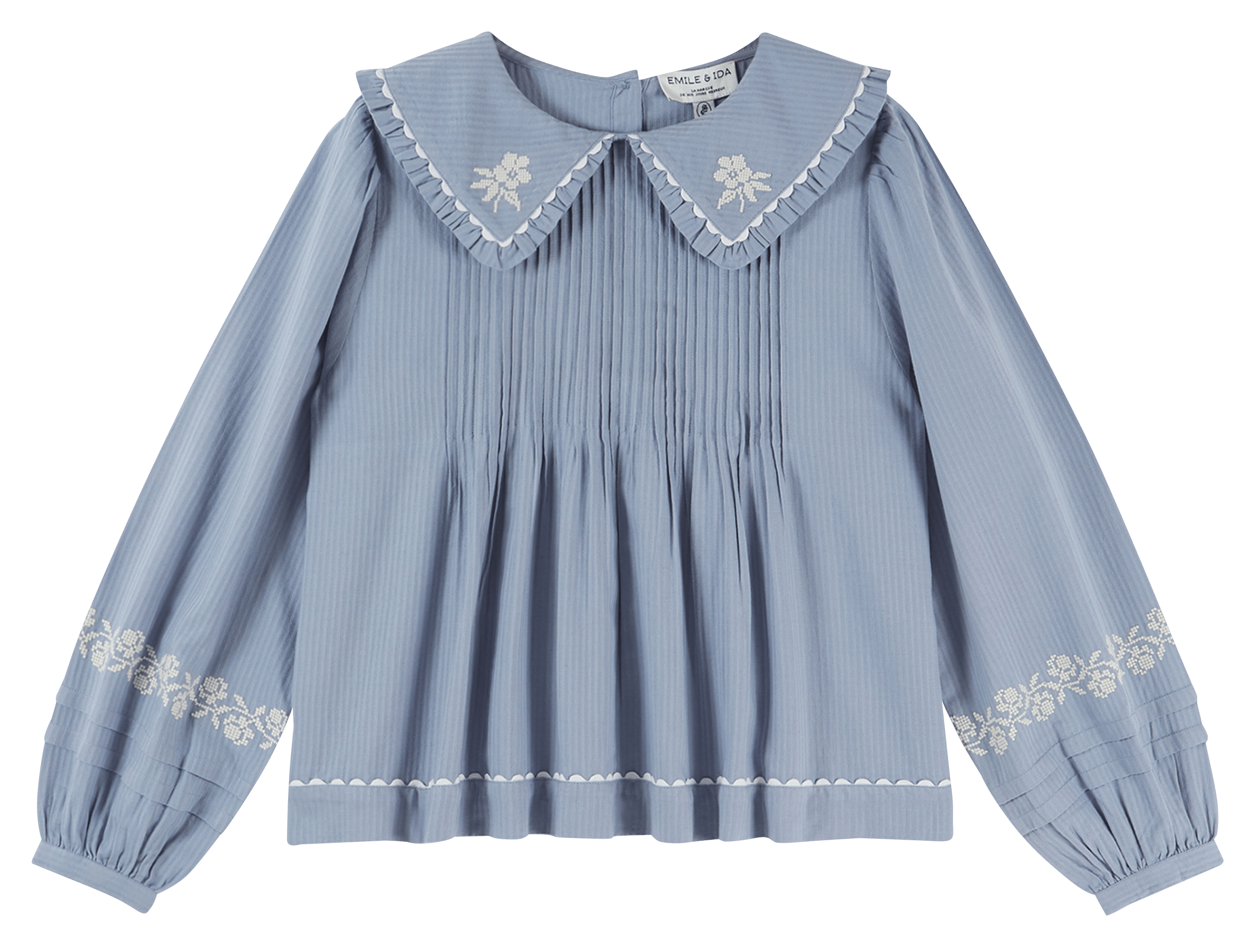 Blouse col claudine en coton EMILE ET IDA Blau