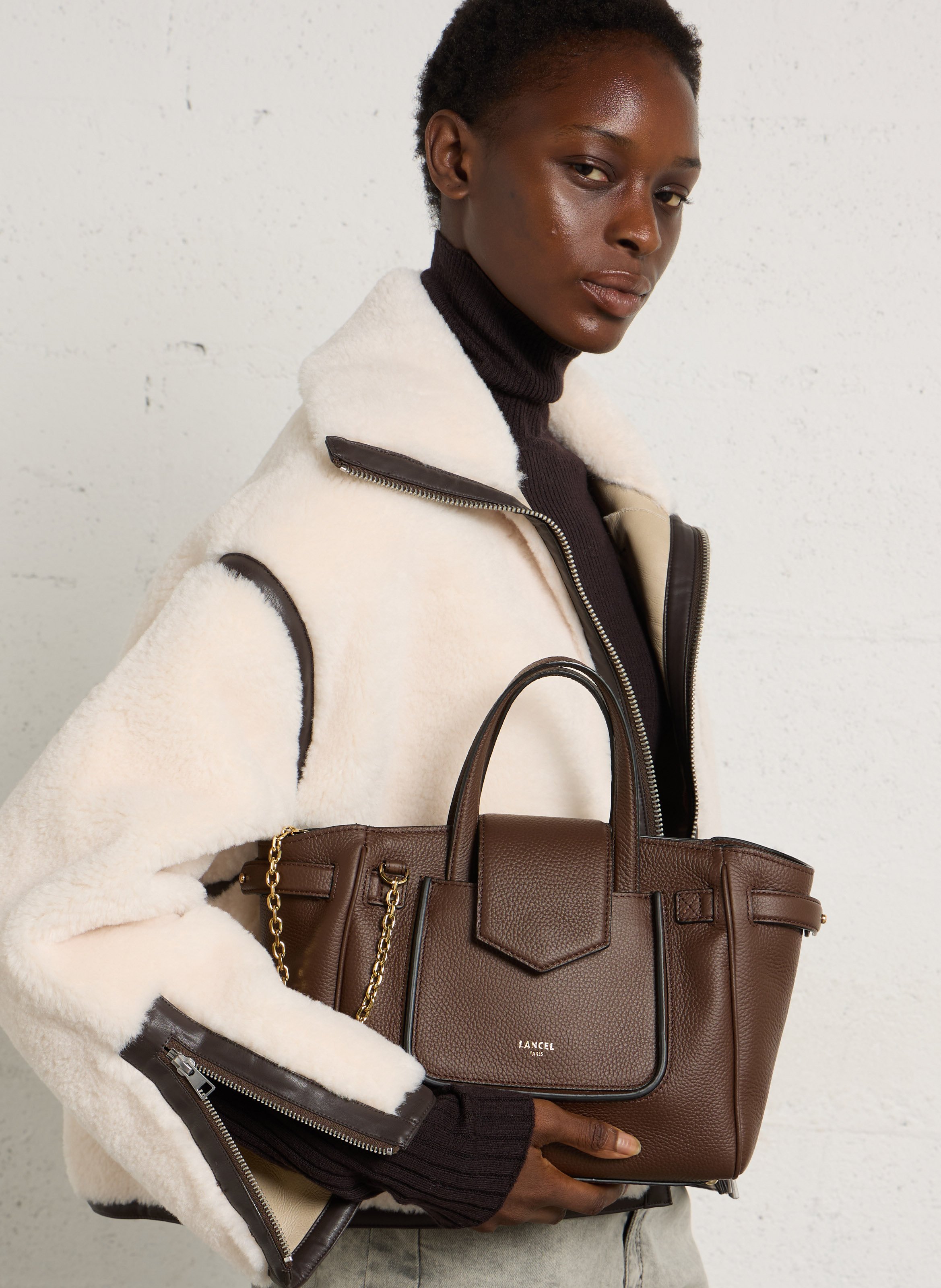 Leren handtas LANCEL Bruin