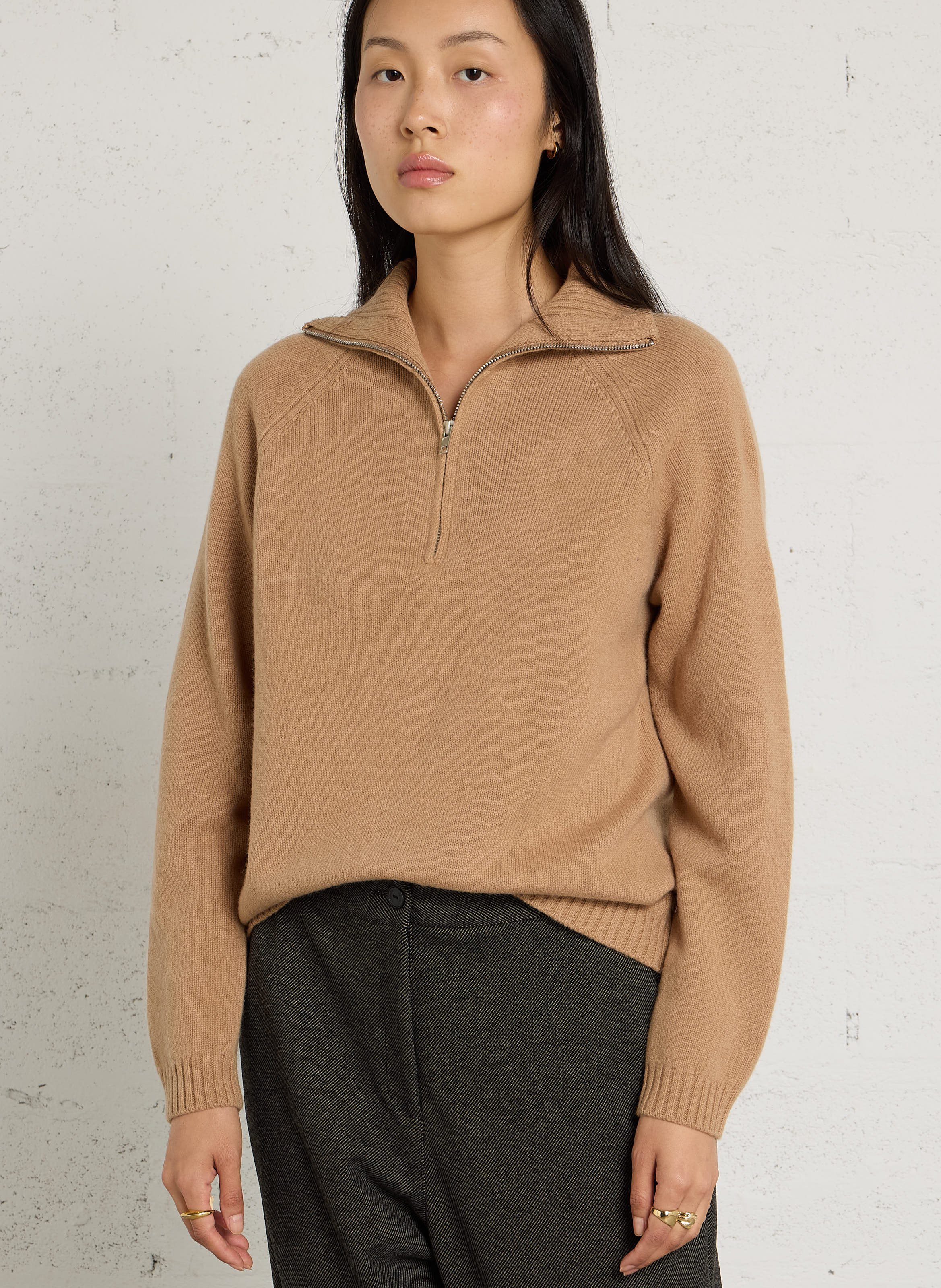 Gerade geschnittener Wollpullover mit Trichterkragen SUD EXPRESS Braun