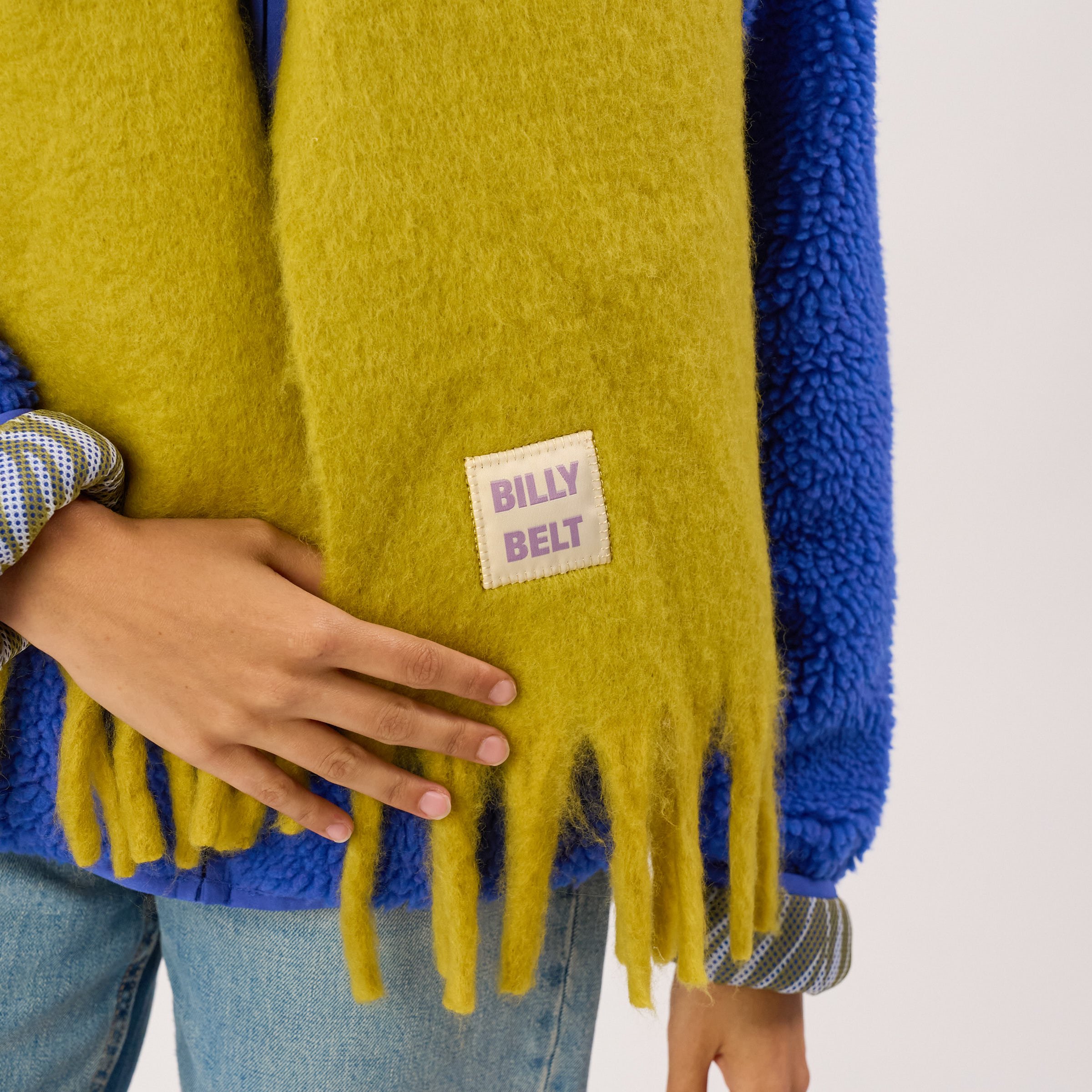 Wide wool scarf BILLYBELT Green