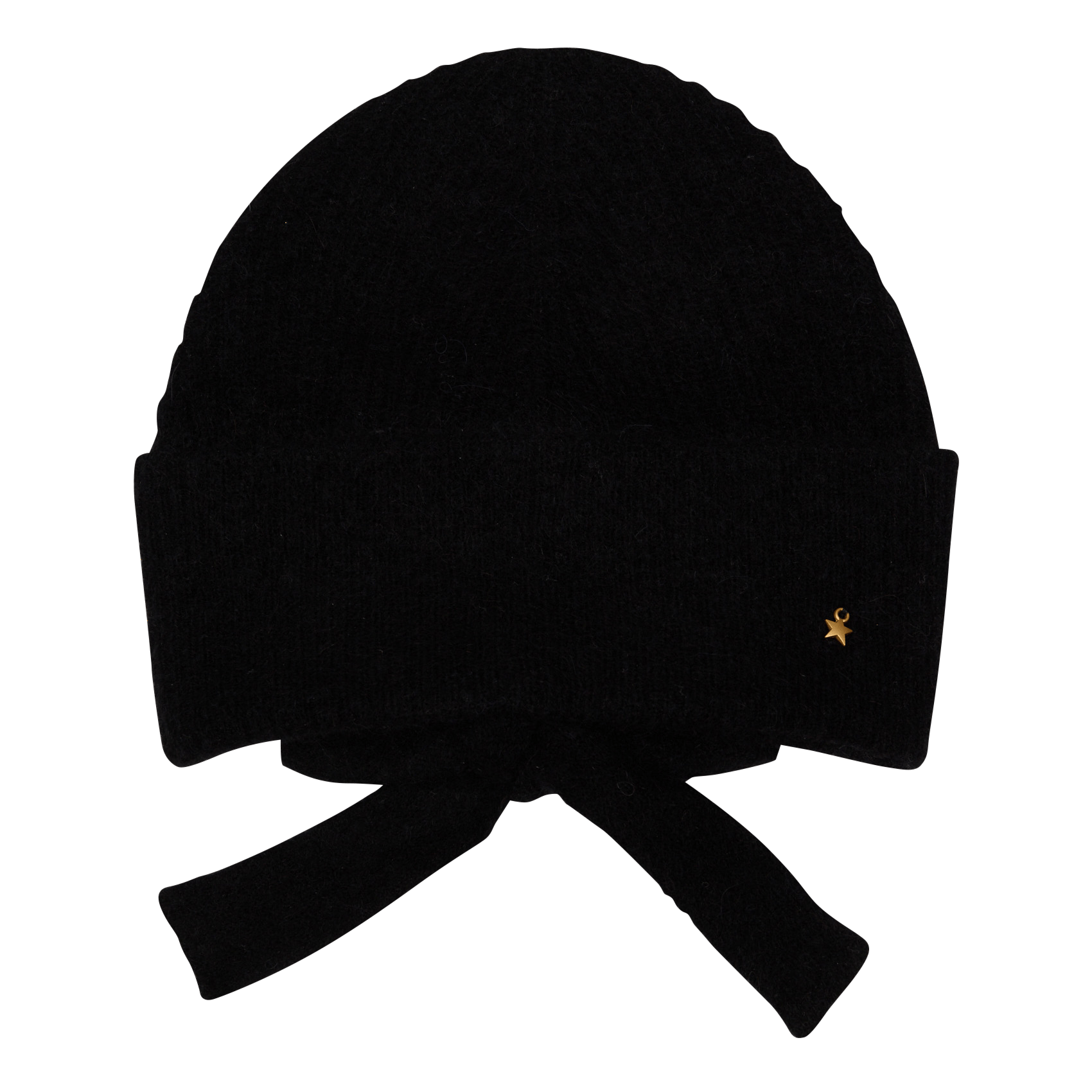 Muts met omslag en wolmix met knoopdetail DES PETITS HAUTS Zwart