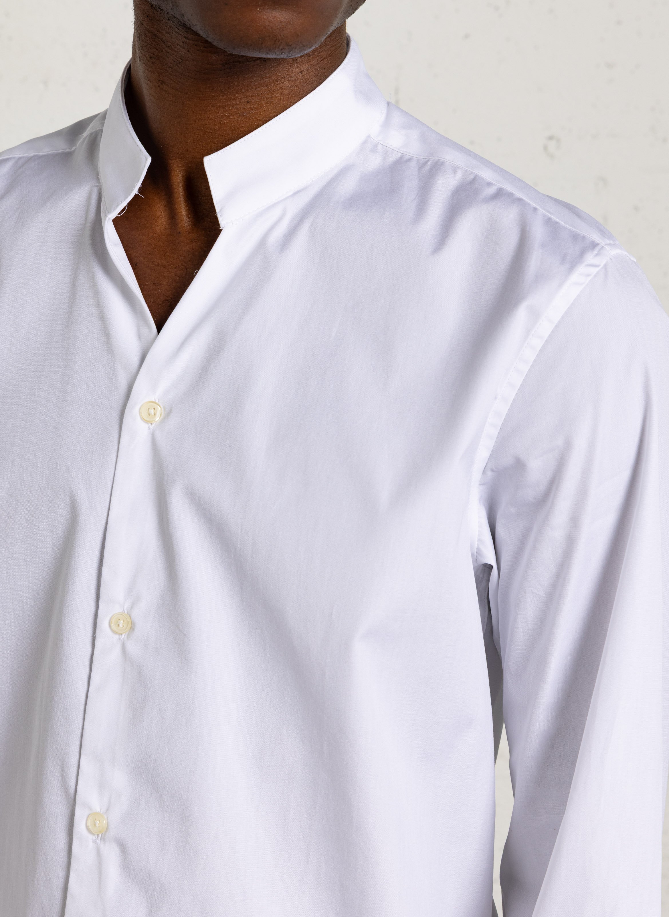 Chemise col mao en coton AU PRINTEMPS PARIS Blanc