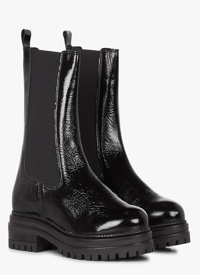 Hilsen Kunstneriske flod Shiny Distressed Leather Chelsea Boots Noir Cosmoparis - Women | Place des  Tendances