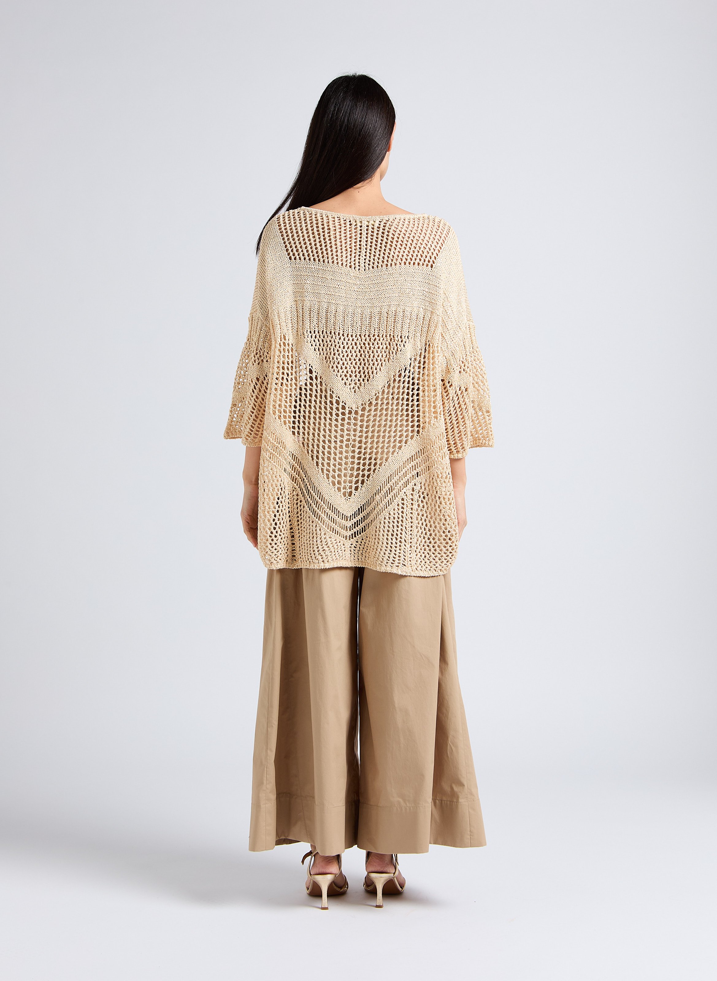 Loose-fit openwork knit top MES DEMOISELLES Golden