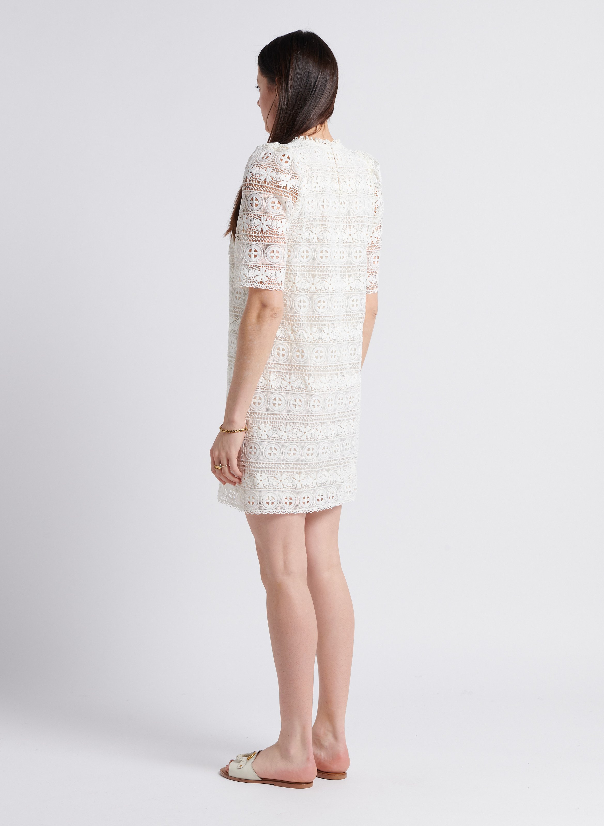 Korte, rechte jurk met ronde hals LA PETITE ETOILE Wit