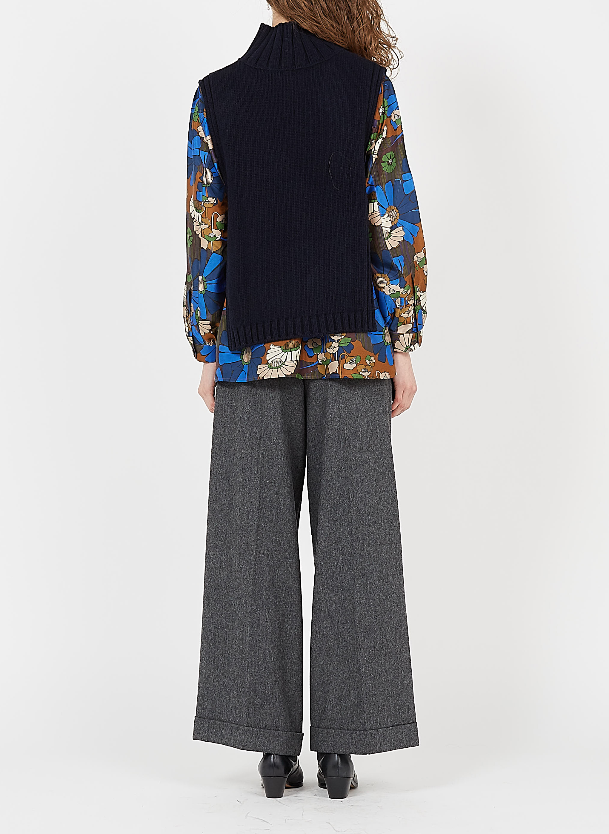 Sleeveless high-neck wool-blend sweater SOEUR Blue