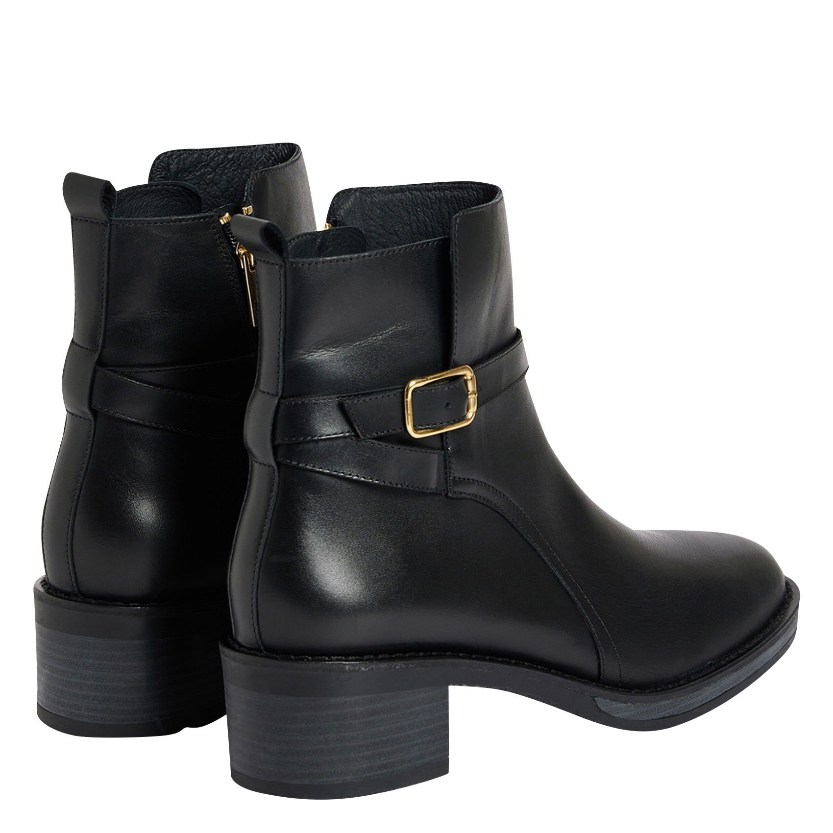 Effen leren enkellaarzen met textuur PABLO Zwart