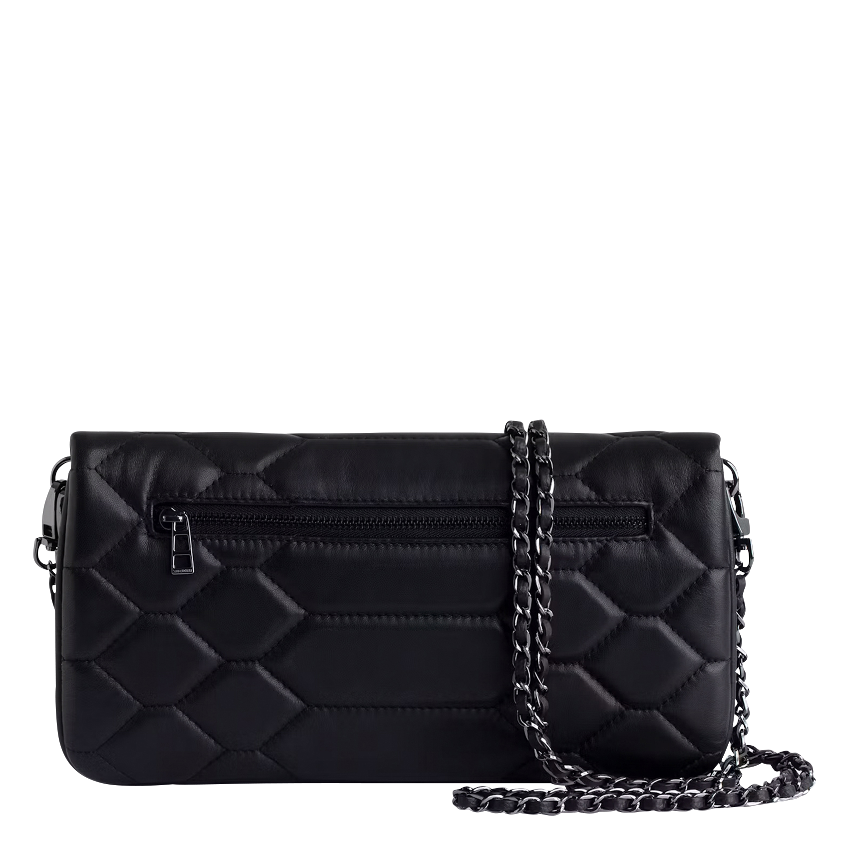 Gepolsterte Lederclutch Schwarz