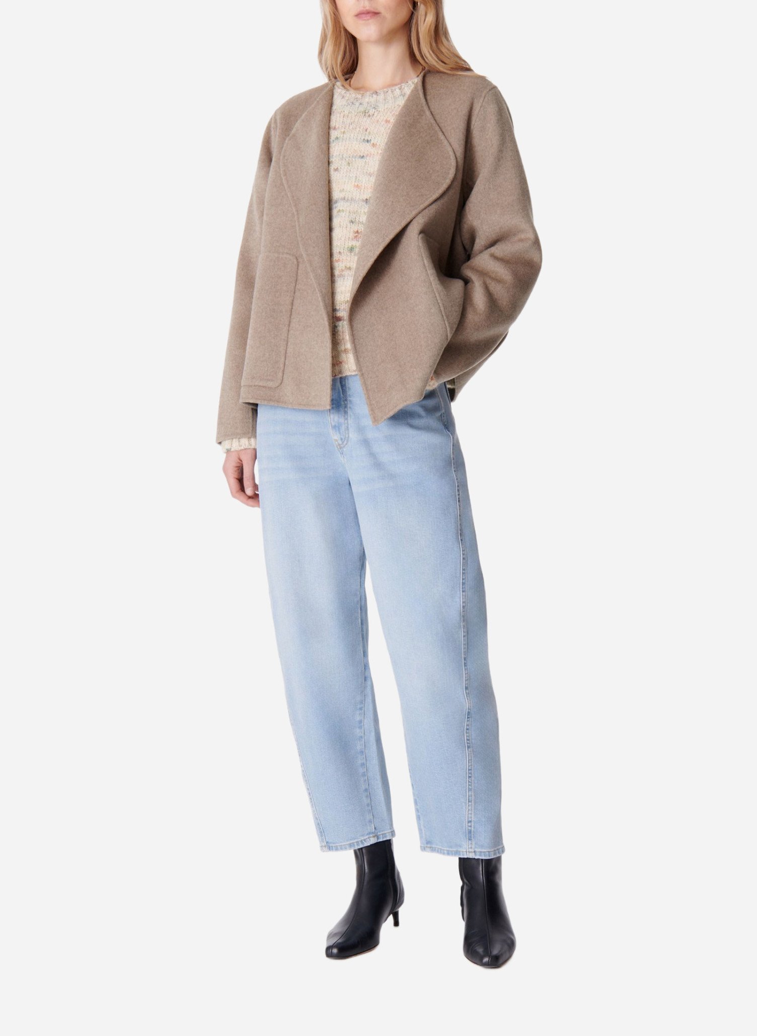 Wollmantel mit doppelseitigem Stoff Grau