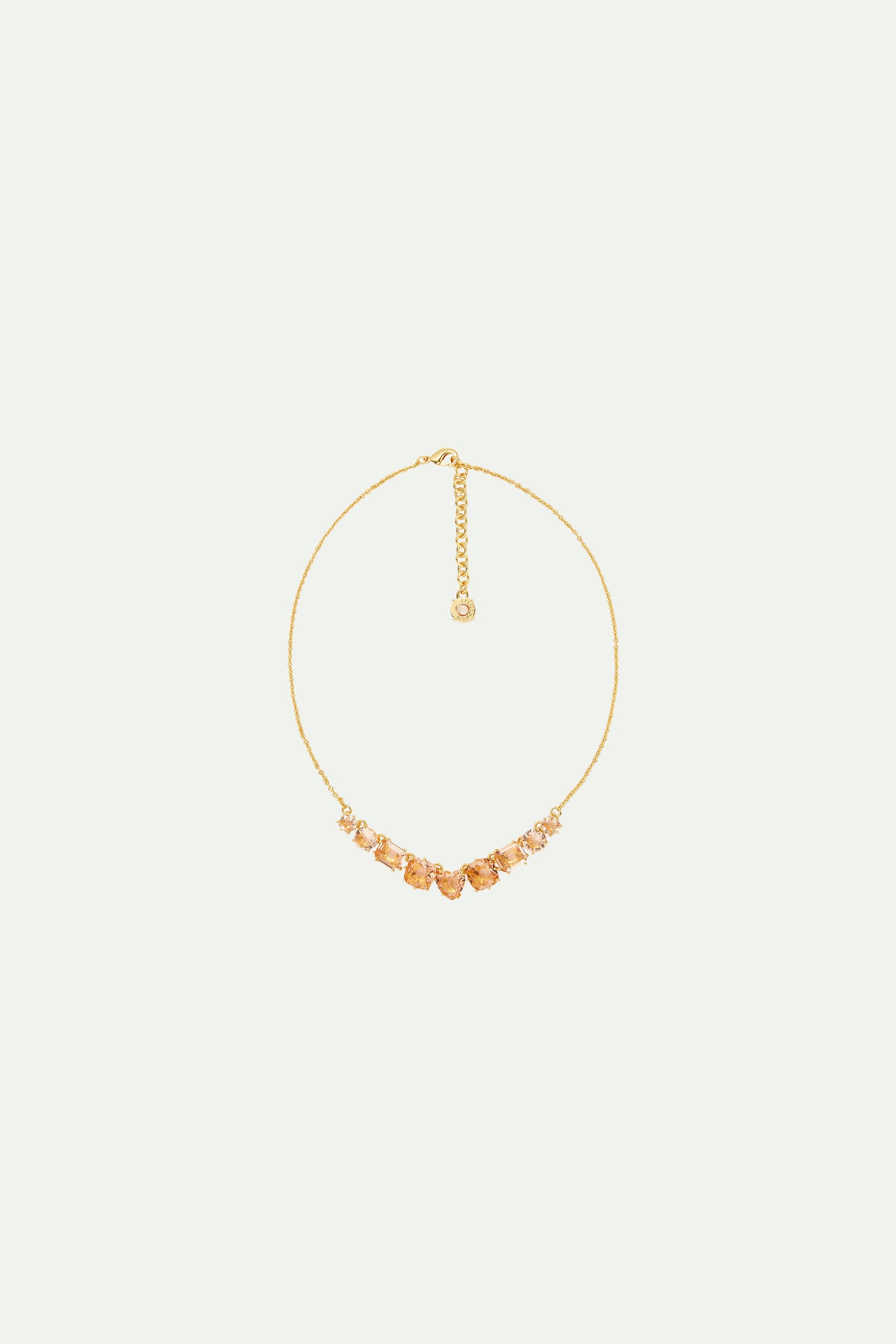 La Diamantine apricot fine necklace with 9 stones LES NEREIDES Pink