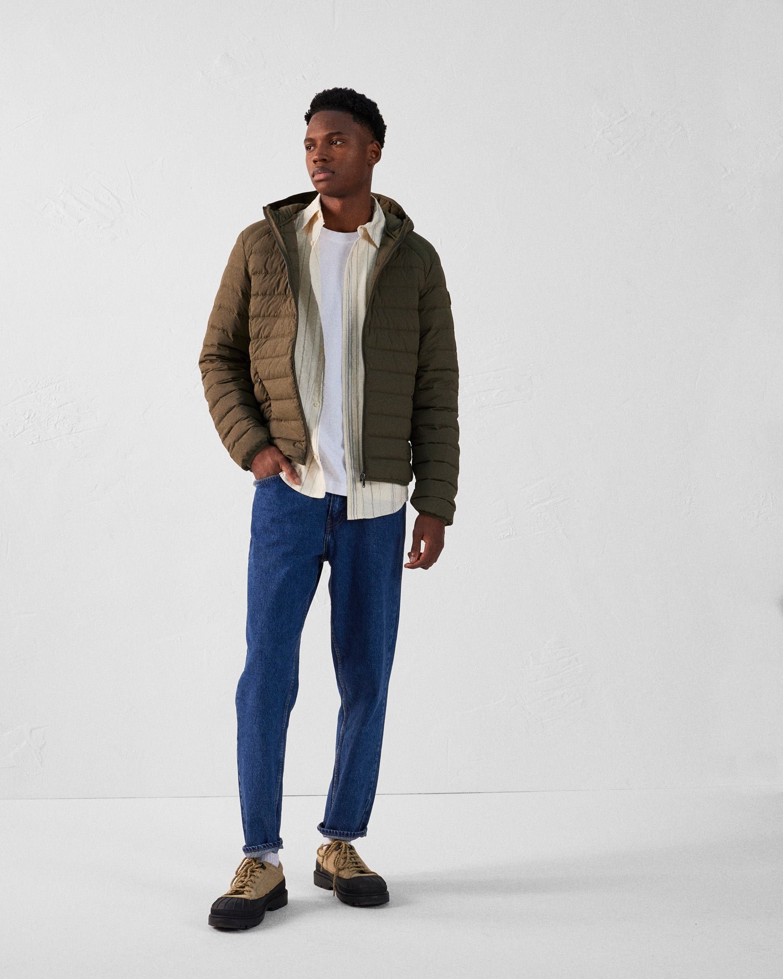 Frantz Stretch Lightweight Hooded Puffer Coat JOTT Green