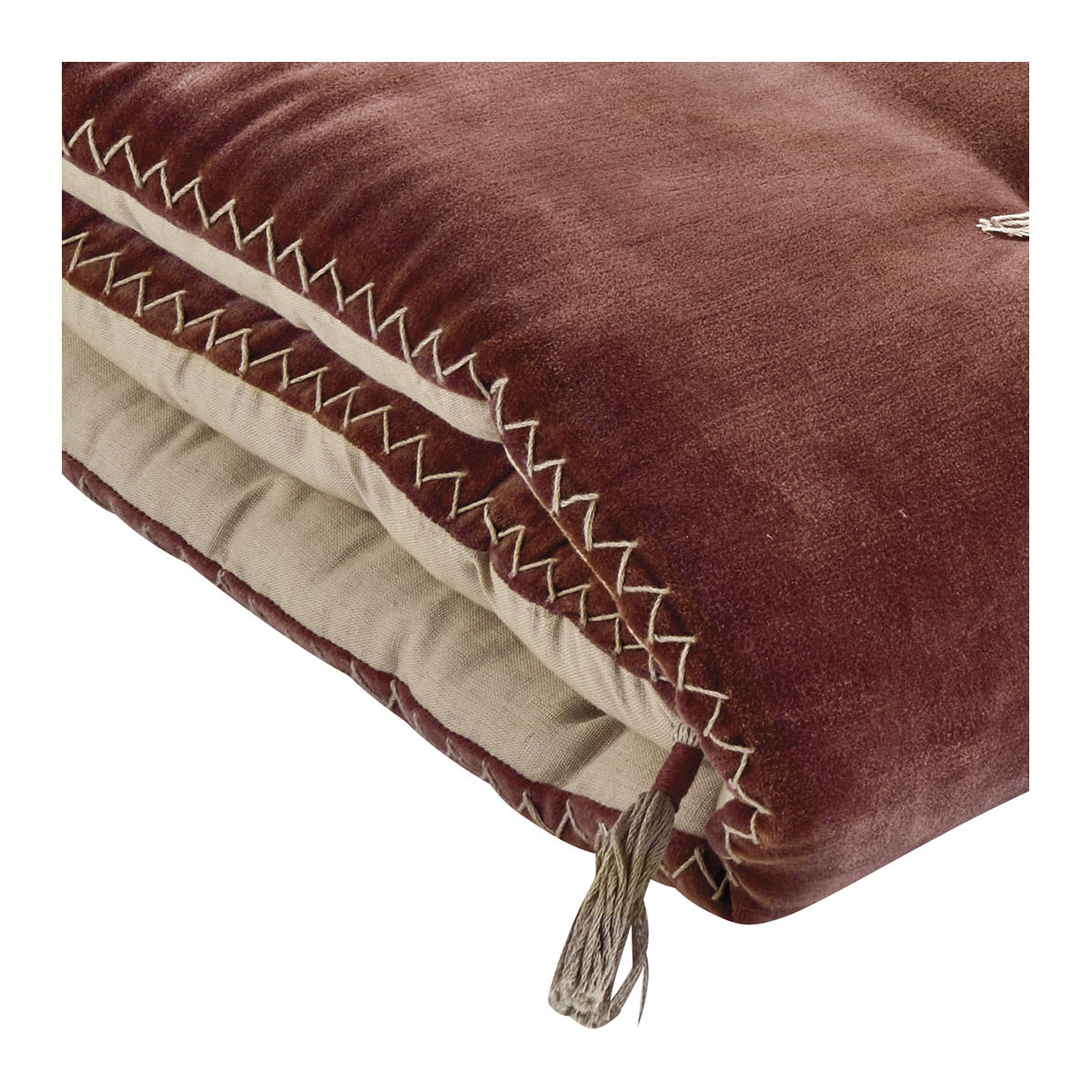 Futon mattéo en velours de coton et lin - 180 x 80 cm - terracotta BLANC D'IVOIRE Rouge